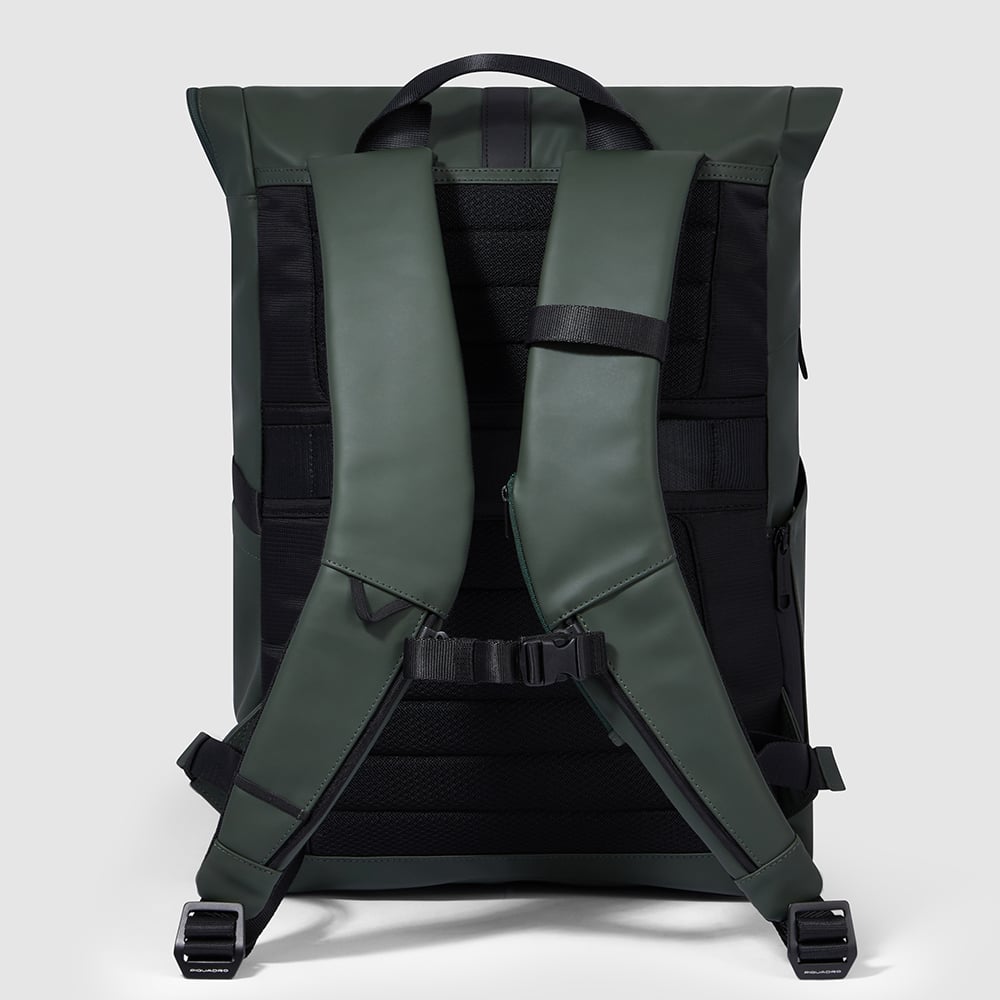 Backpack for PC and iPad® with chest strap, u-lock loops, and rear light loop PIQUADRO Green