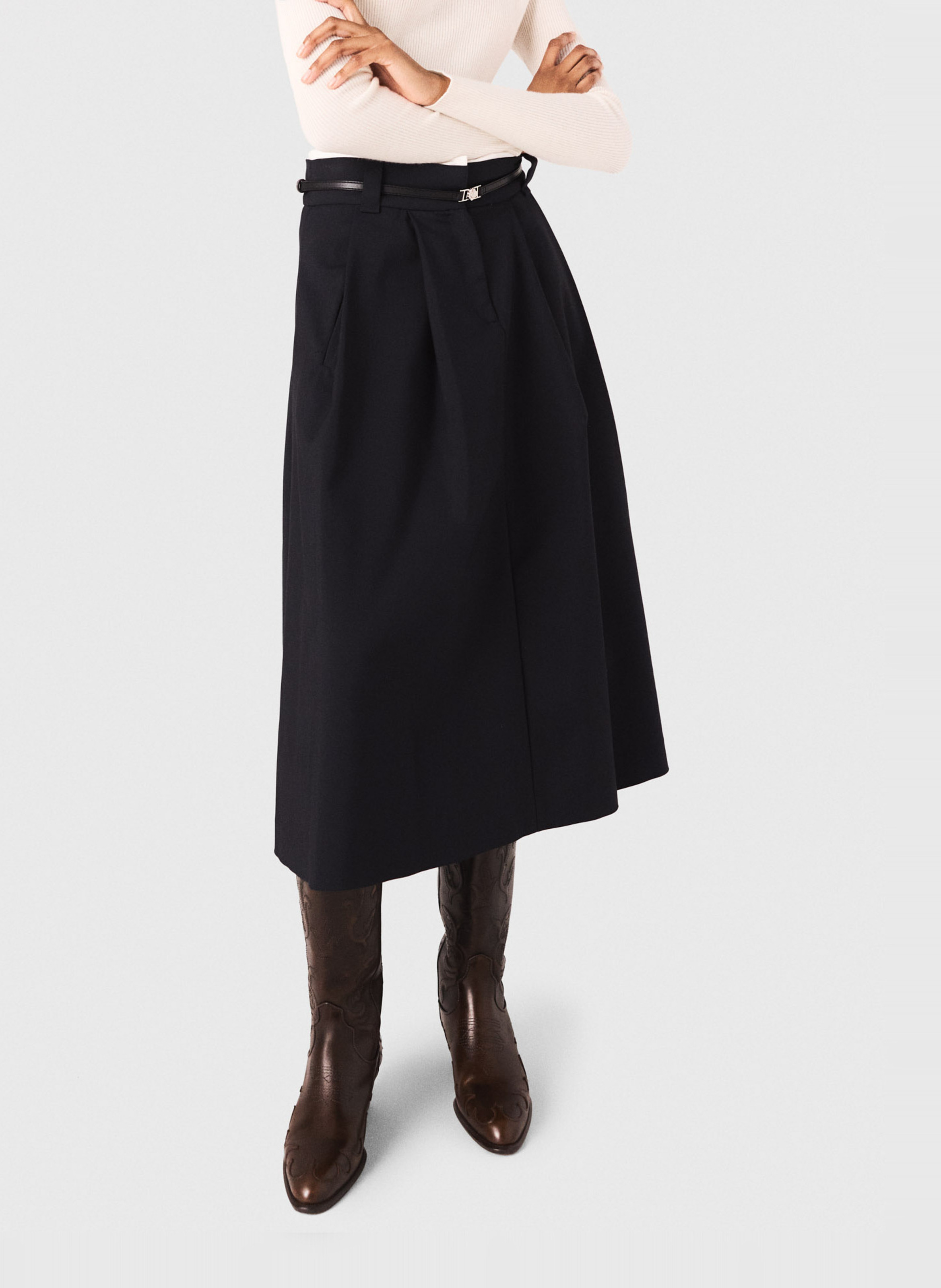 Gerende rok van katoenmix MAJE Blauw