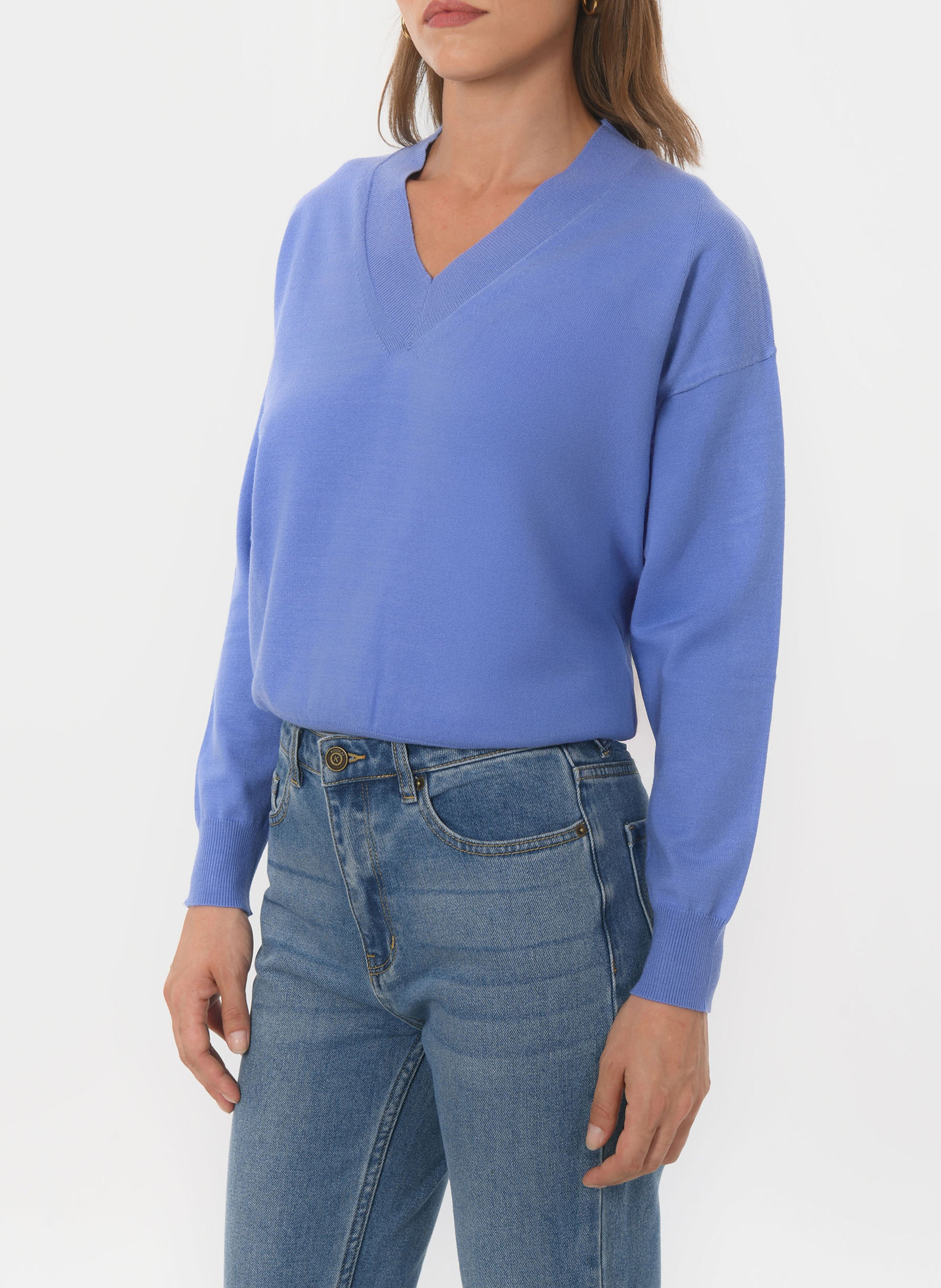 Pull col V KOOKAI Bleu