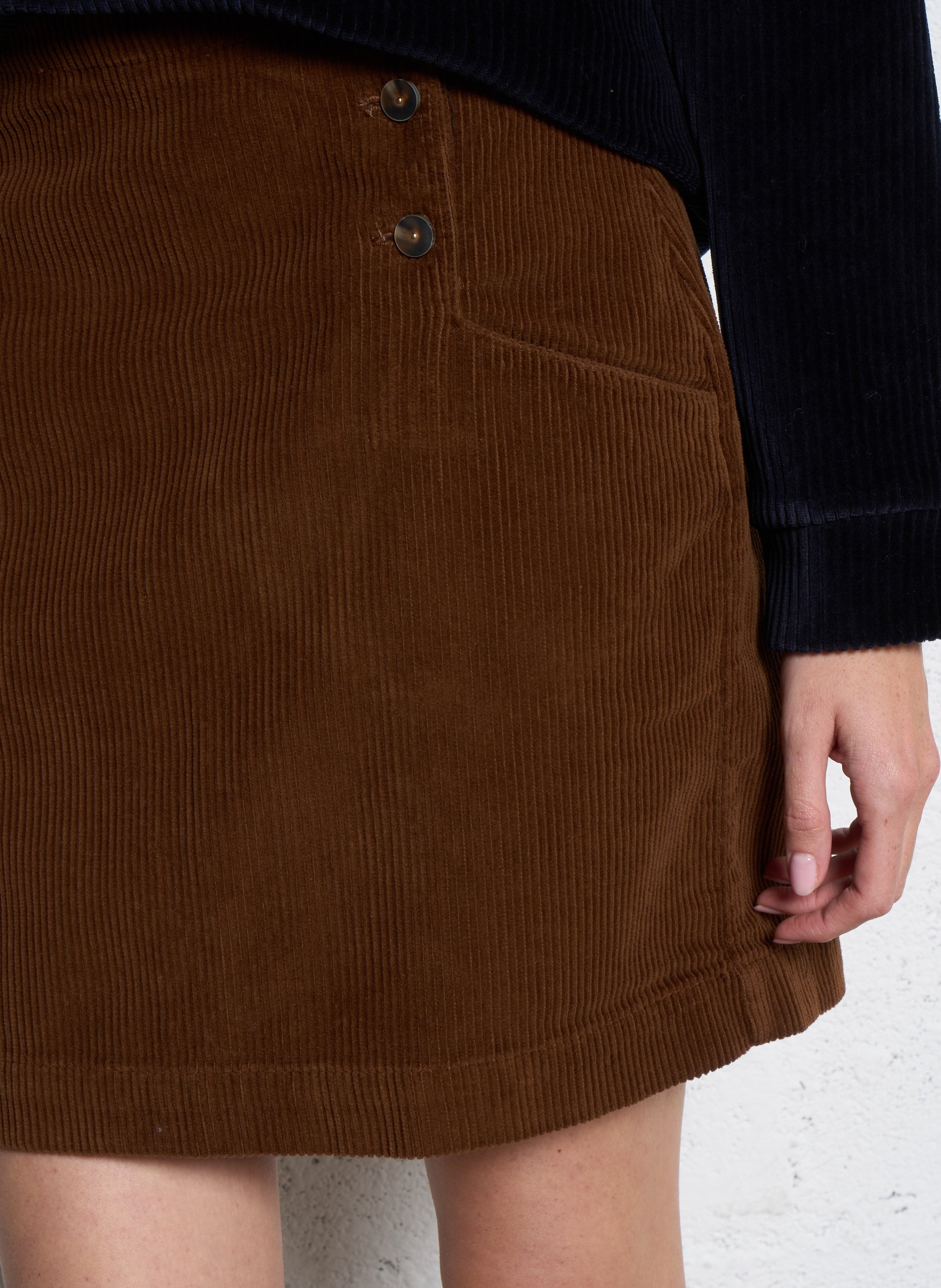 Corduroy mini skirt I CODE Brown