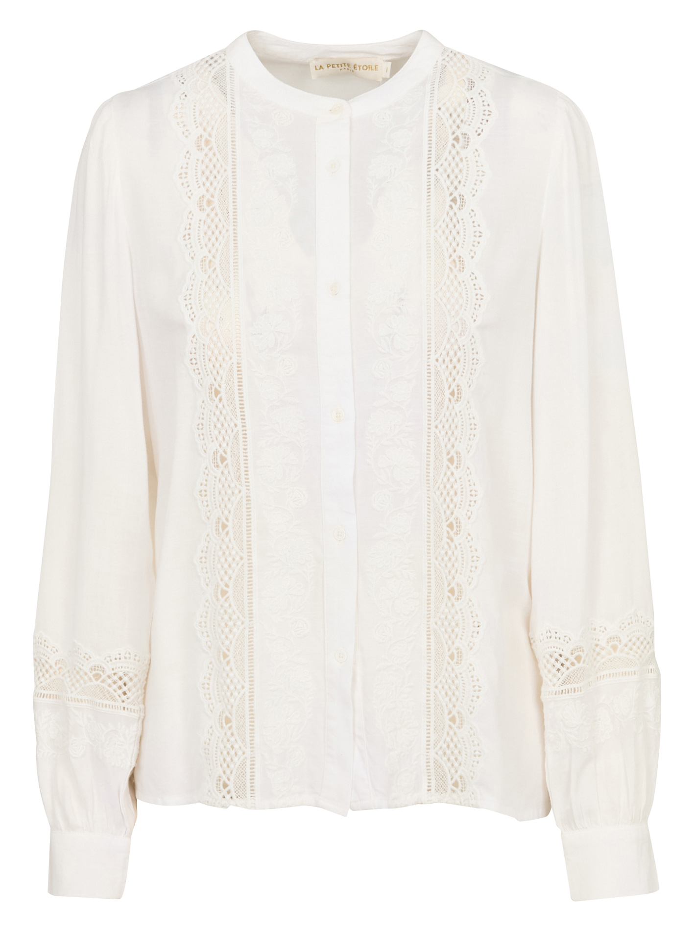 Gerade Bluse mit Spitzenstickerei LA PETITE ETOILE Beige