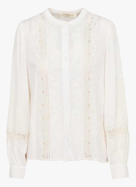 Straight blouse embroidered with lace T1 - Main Image