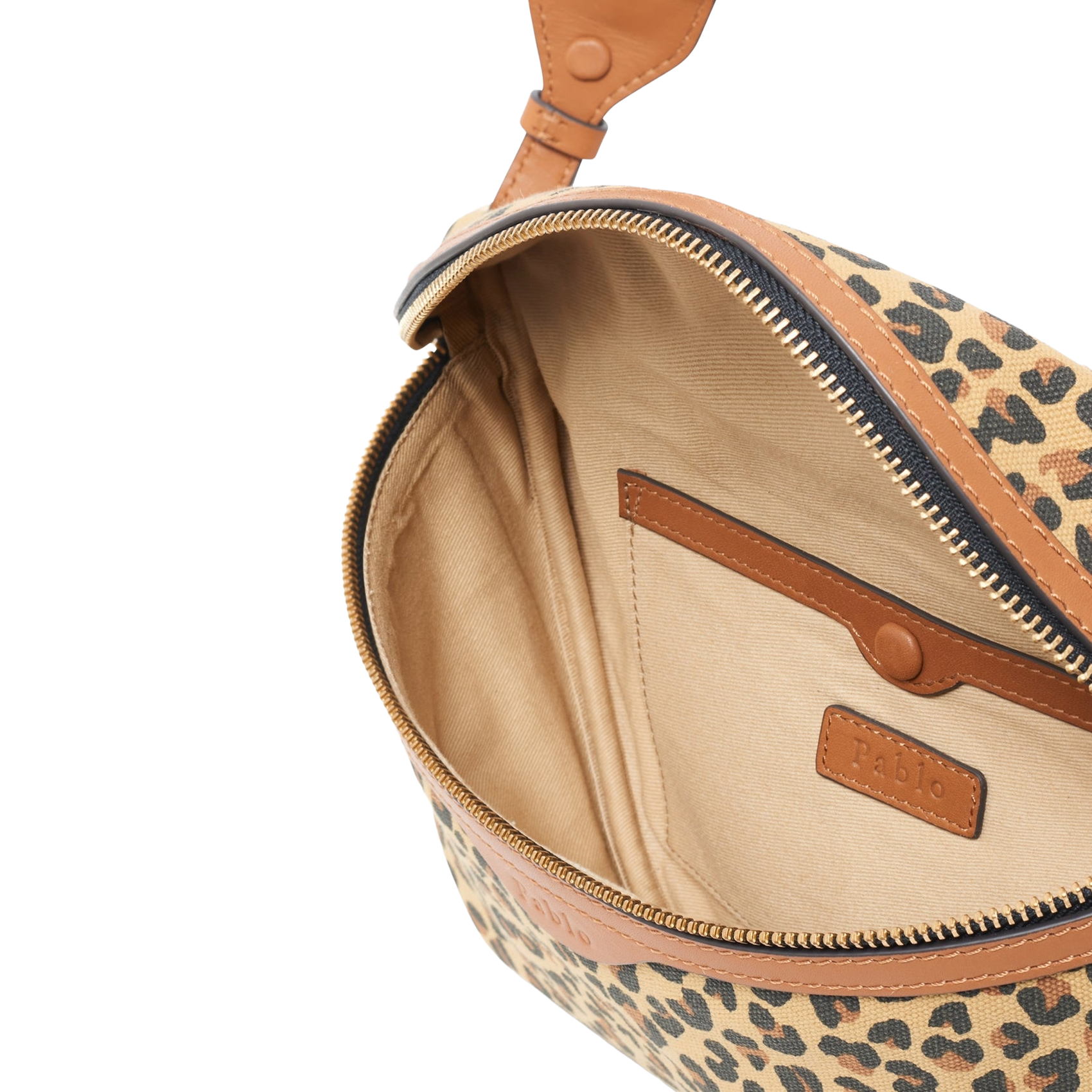 Cotton and printed leather bum bag PABLO Beige