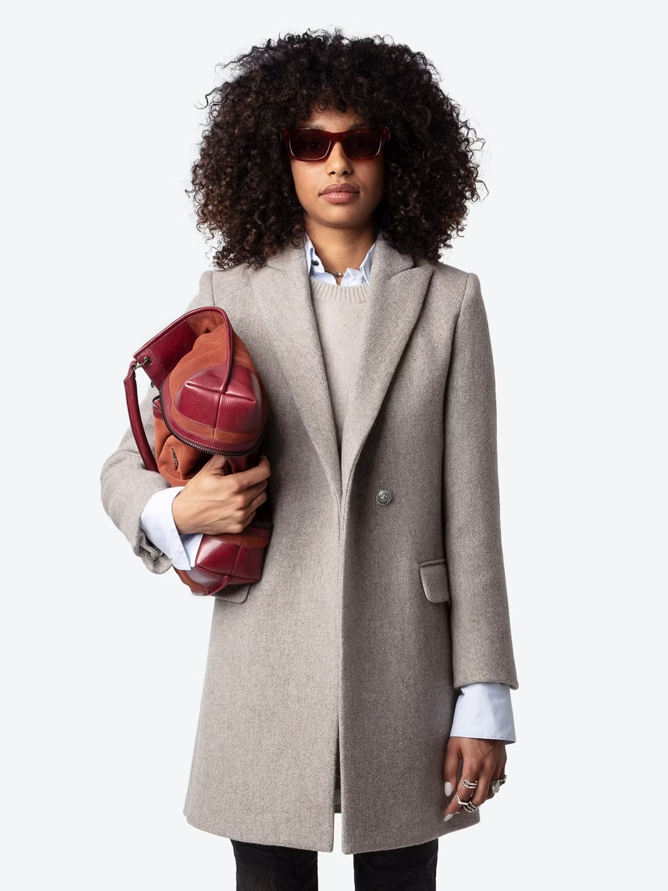 Manteau droit en laine recyclée  ZADIG&VOLTAIRE Beige