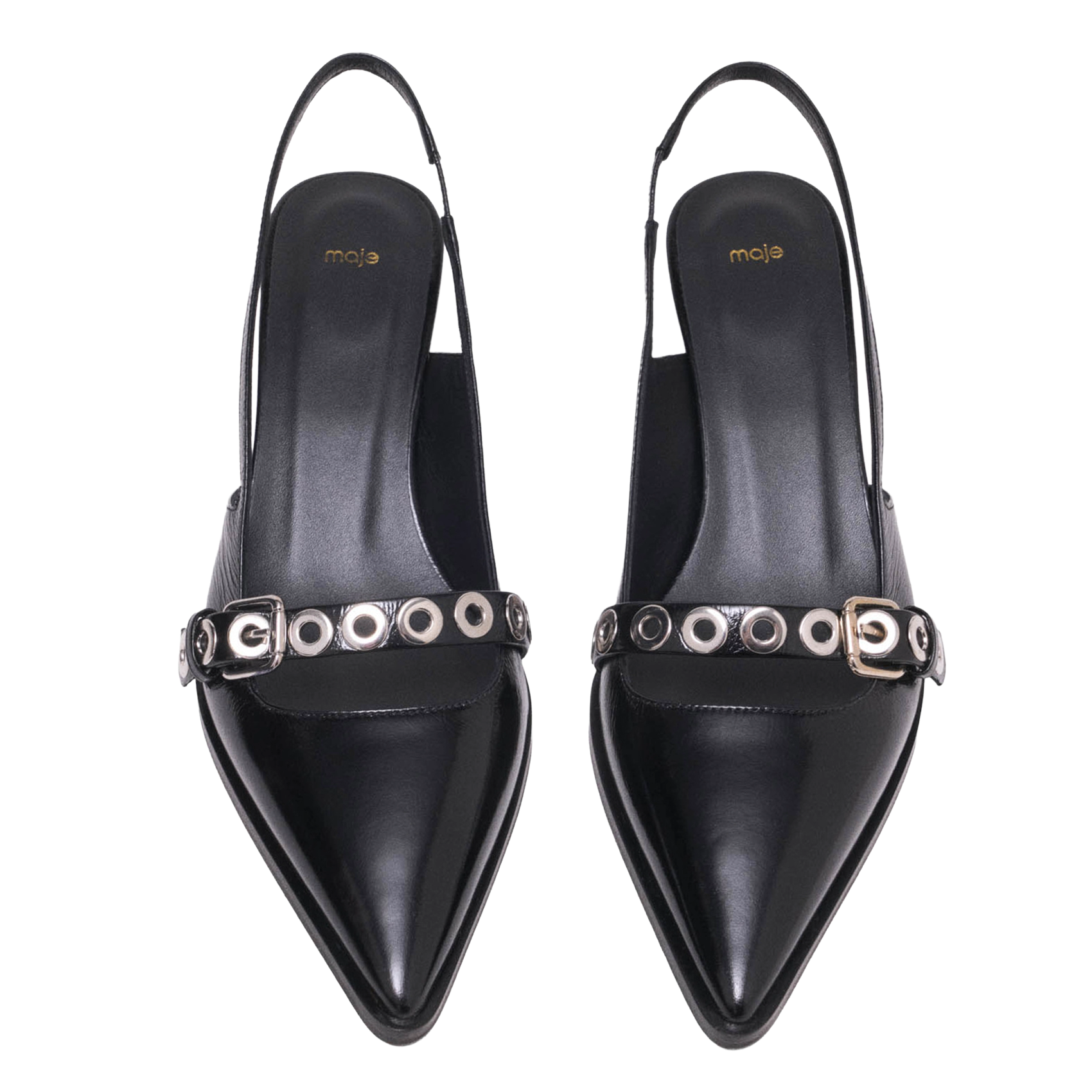 Escarpins slingback en cuir lisse MAJE Noir