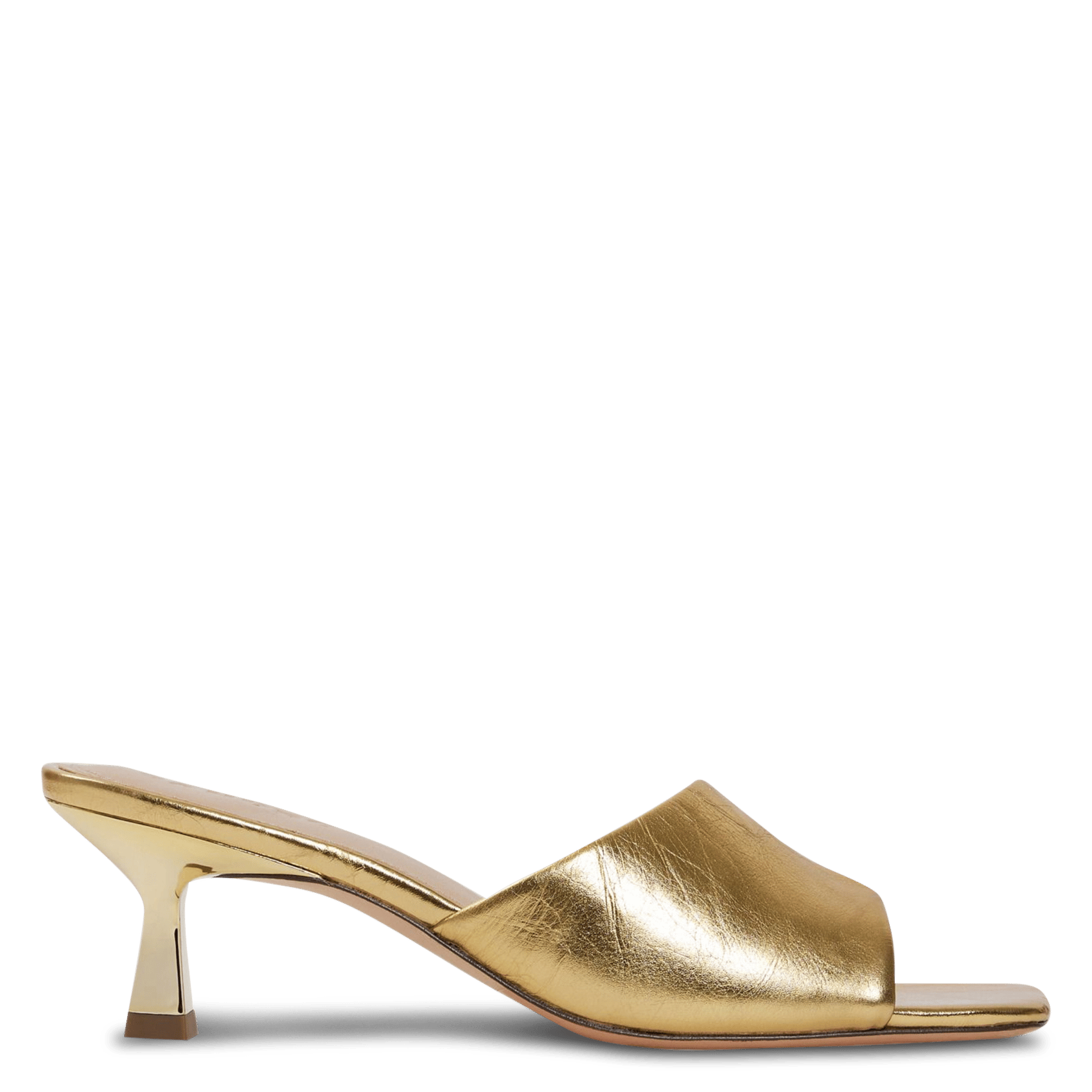 Vierkante leren glanzende muiltjes SANDRO Goudkleurig