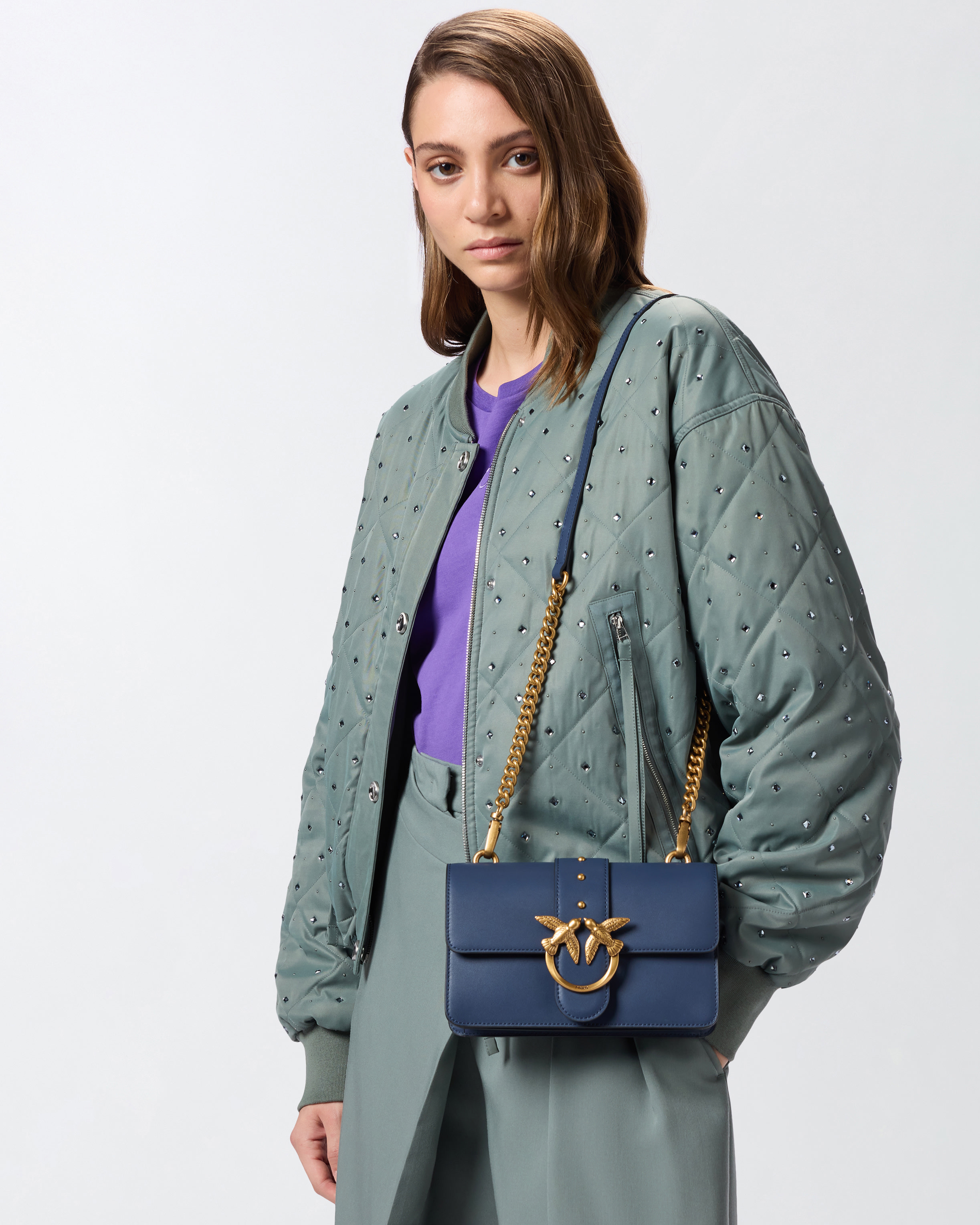 Small Love Bag One leather crossbody bag PINKO Multicolored