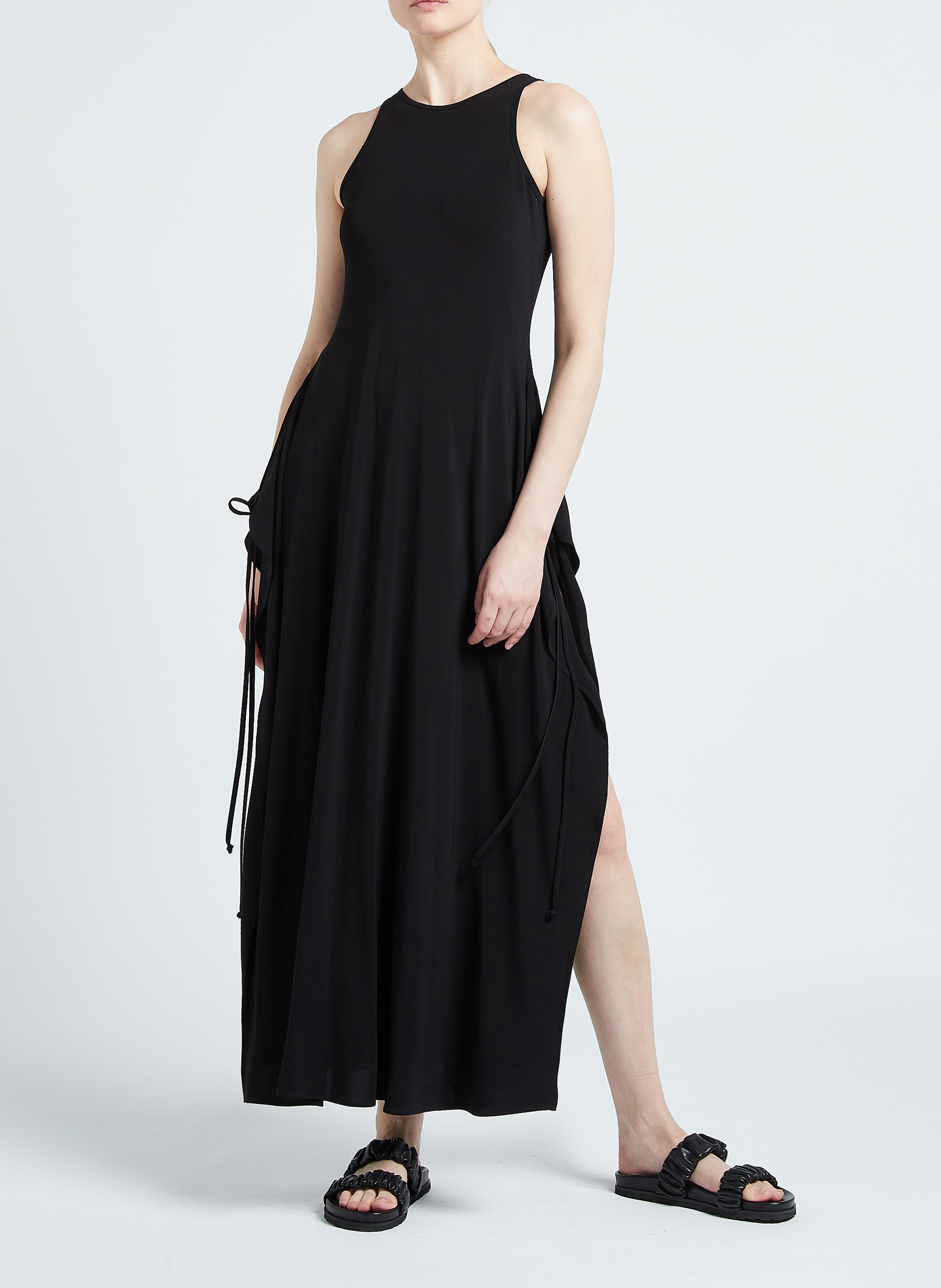 Long stretchy round-neck dress MAX MARA LEISURE Black