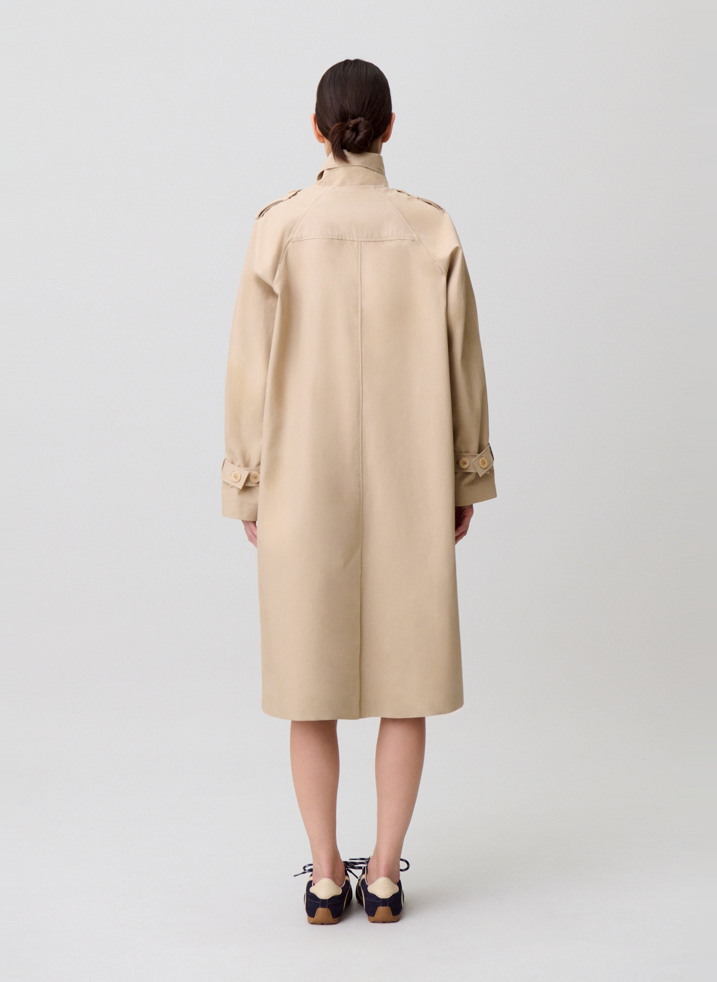 Trench droit col lavallière en coton CLAUDIE PIERLOT Beige