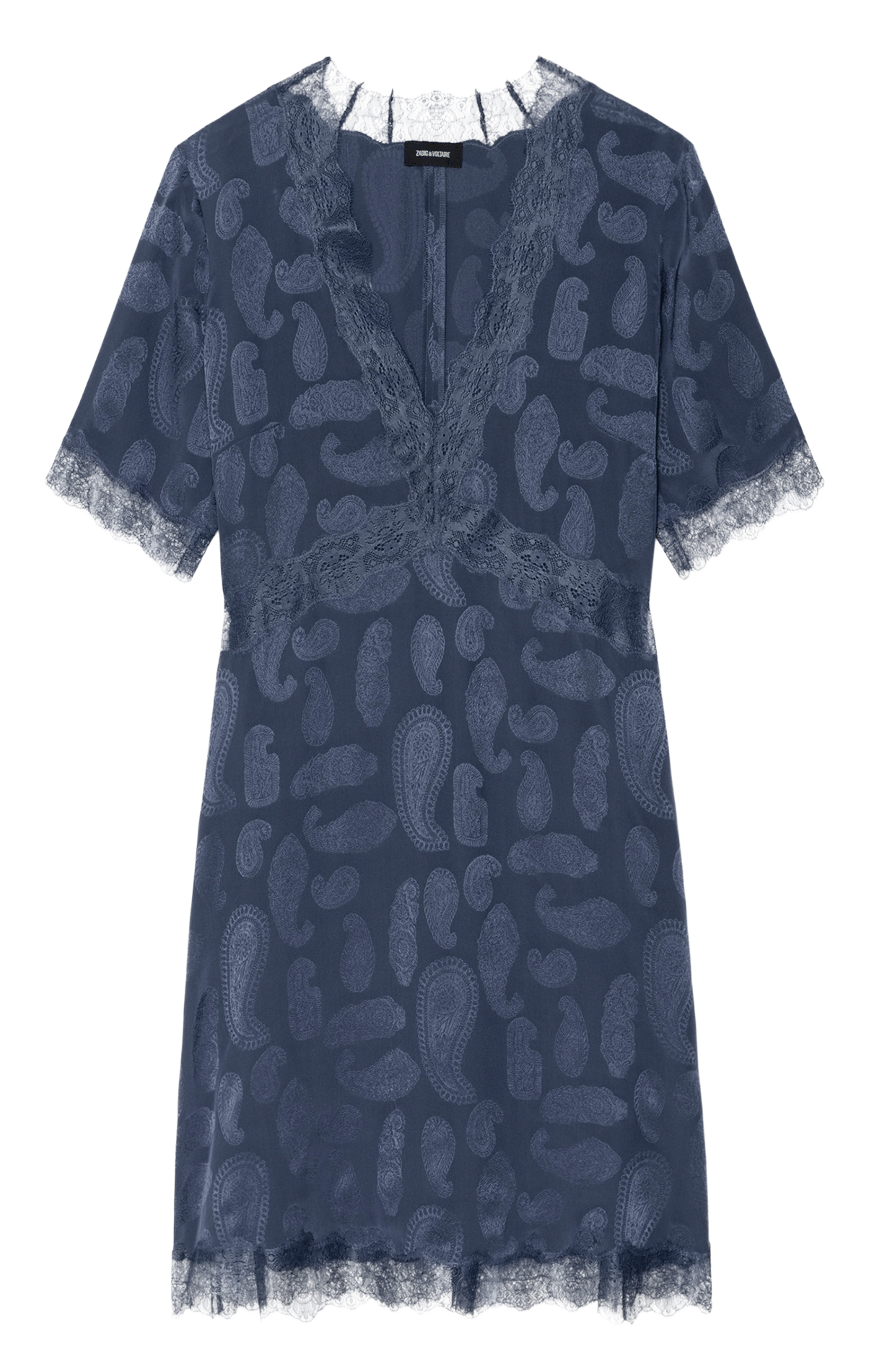 Robe courte droite en soie ZADIG&VOLTAIRE Bleu