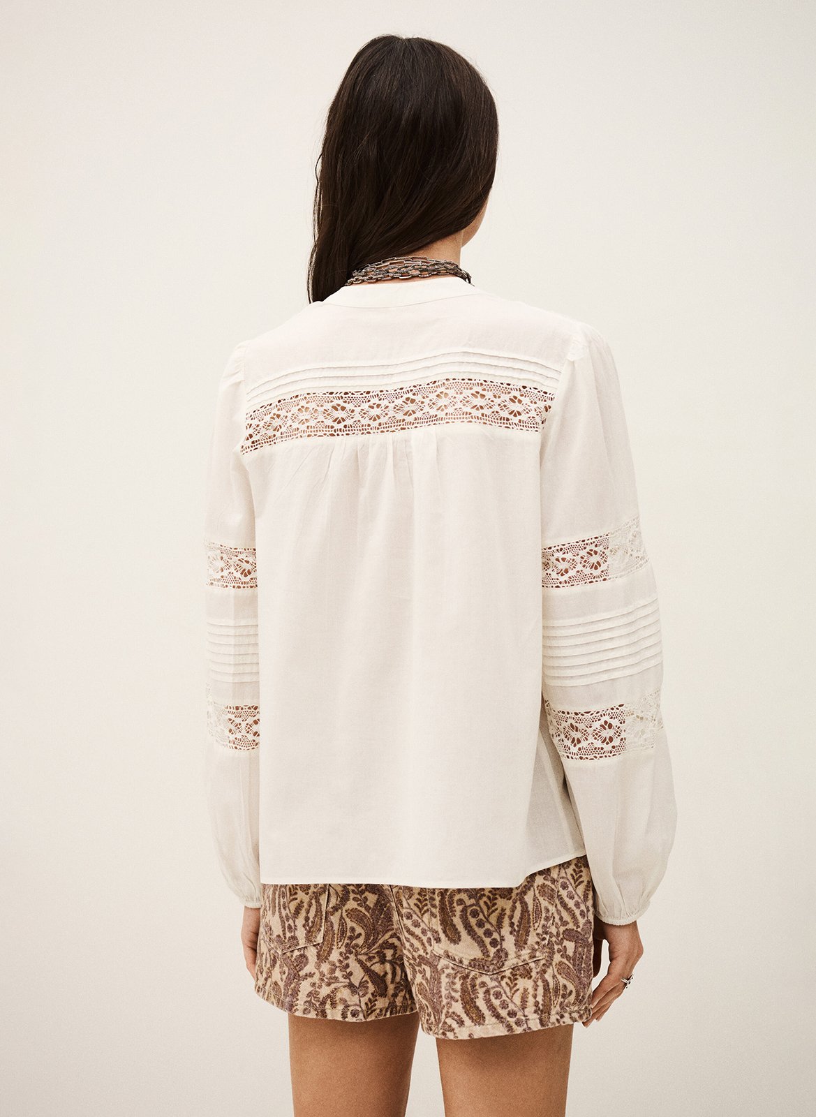 Top droit col tunisien en coton BA&SH Beige