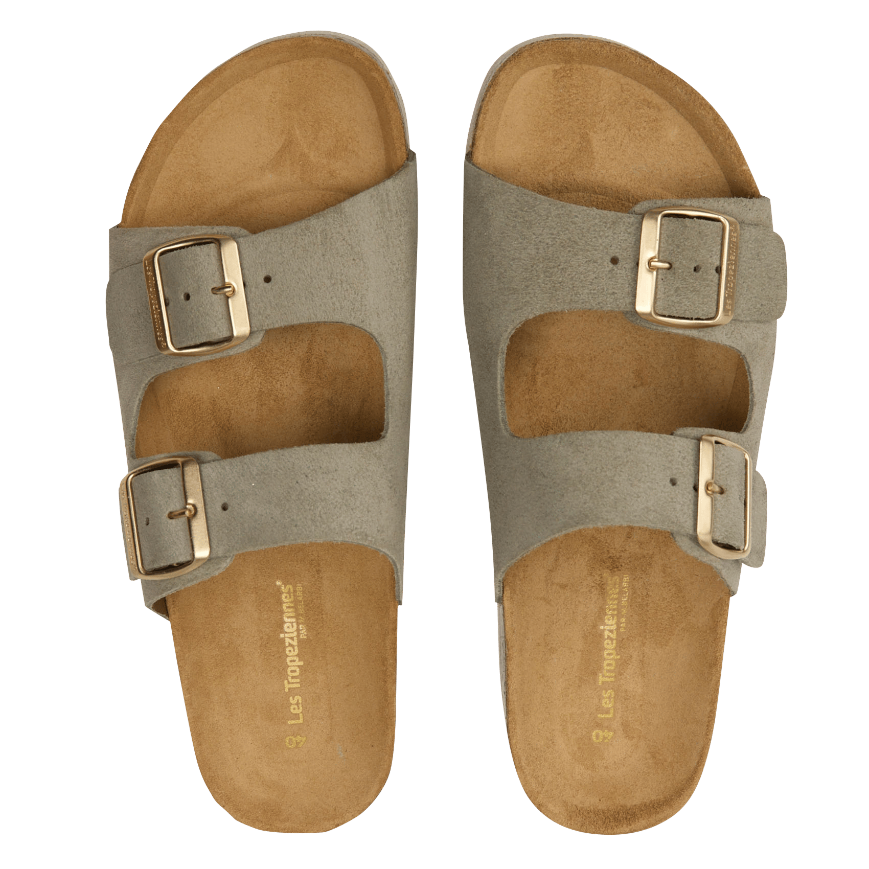 Sandales plates à brides en cuir LES TROPEZIENNES PAR M.BELARBI Vert