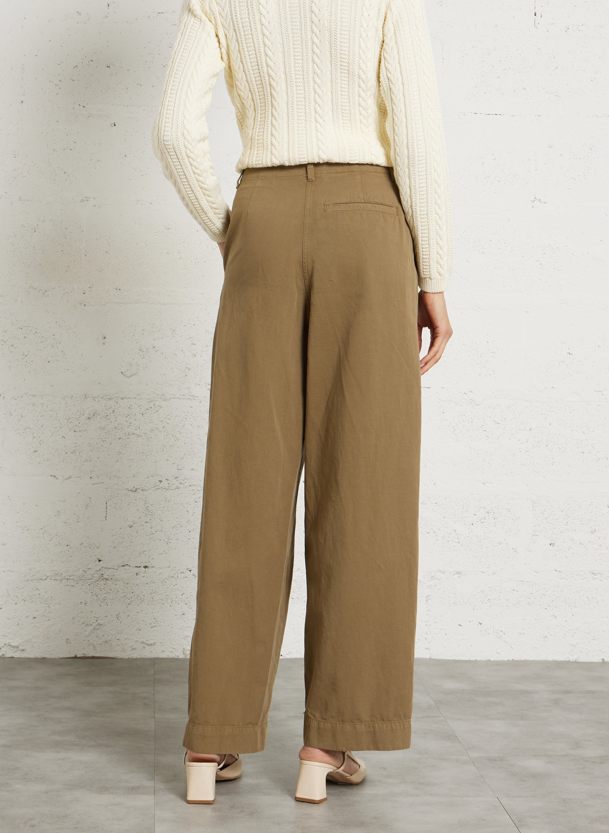 Straight cotton and linen pants AMERICAN VINTAGE Green