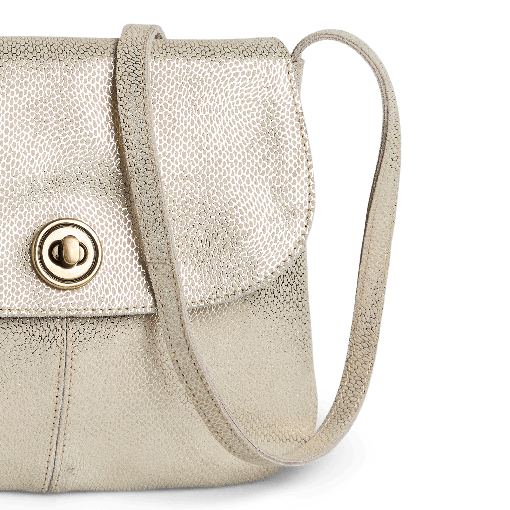 Glanzende, leren crossbodytas PIECES Beige