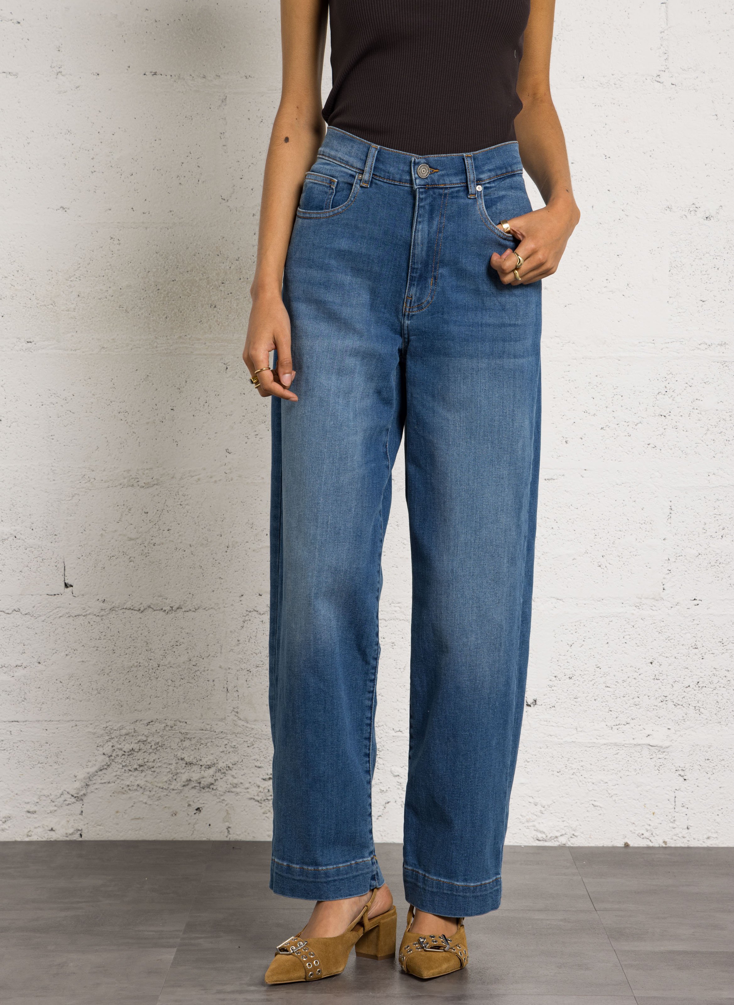 Jean boyfriend taille haute SUD EXPRESS Bleu