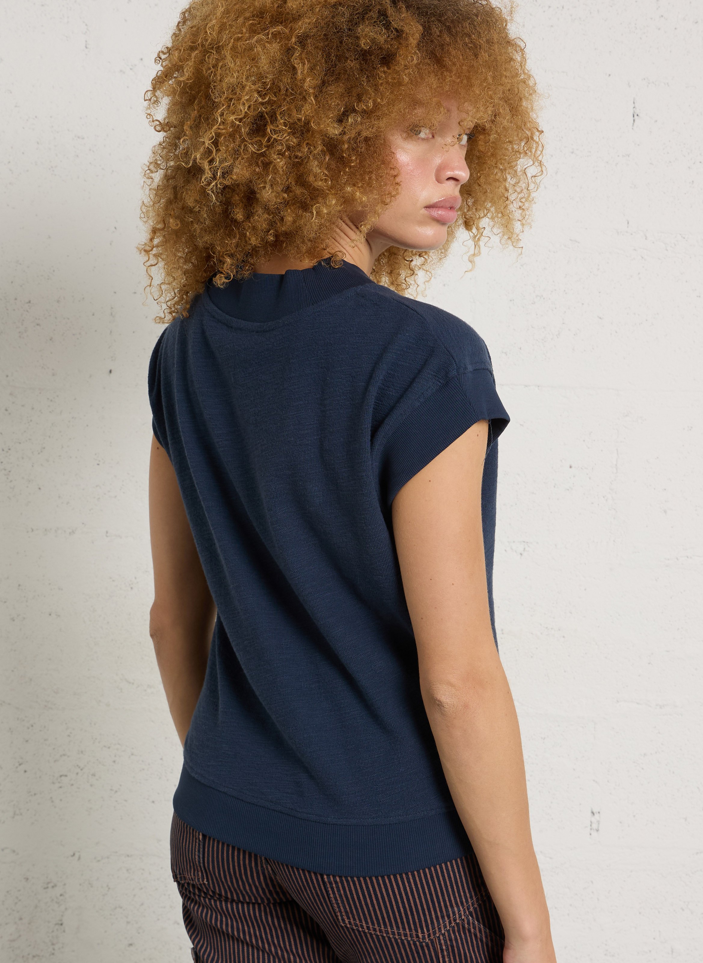 Gerader V-Ausschnitt-Sweatshirt aus Baumwolle MAISON 123 Violett