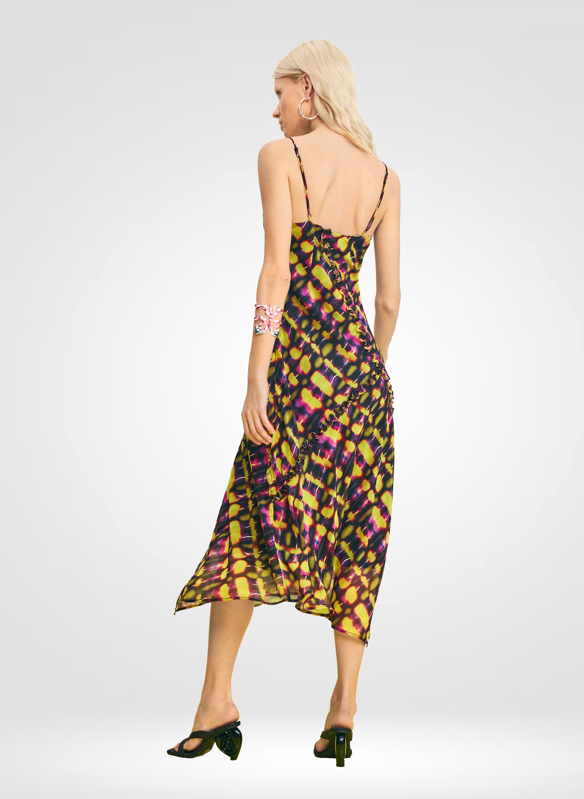 Halflange, asymmetrische jurk DESIGUAL Groen