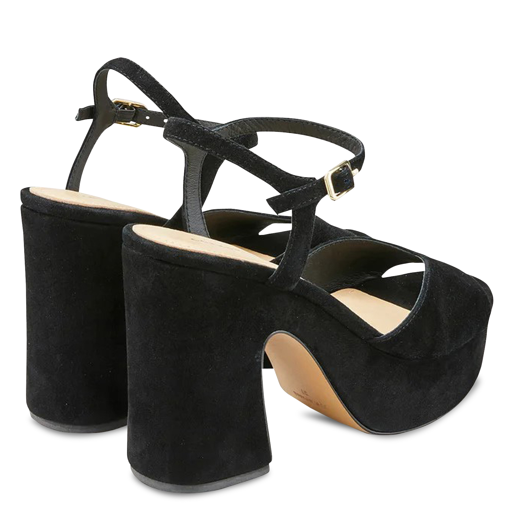 Leopard Print Velvet Leather Heeled Sandals COSMOPARIS Black