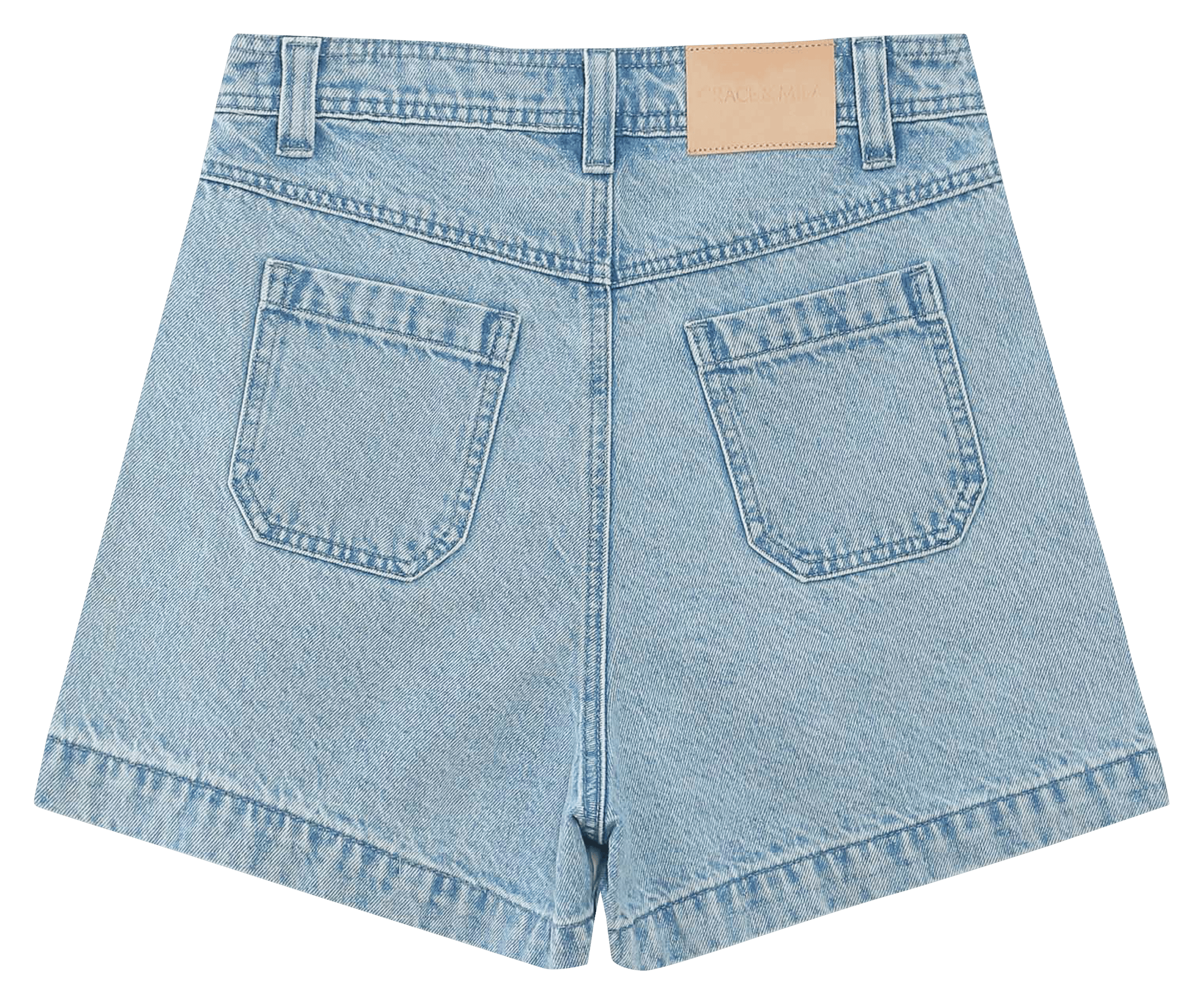 Kurze High-Waist-Jeans in einfarbigem Denim GRACE ET MILA Blau