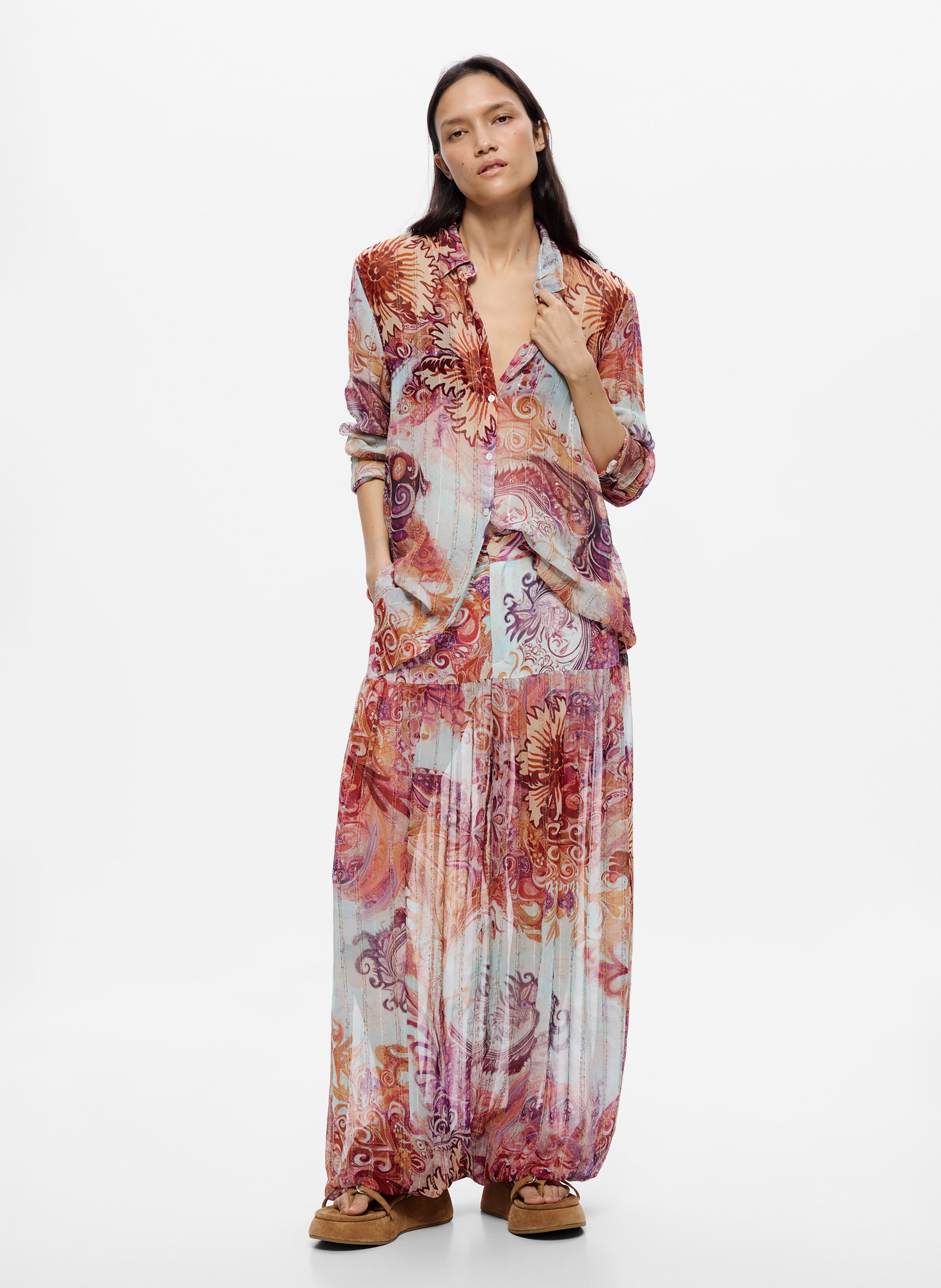 Chemise droite imprimée DESIGUAL Rouge