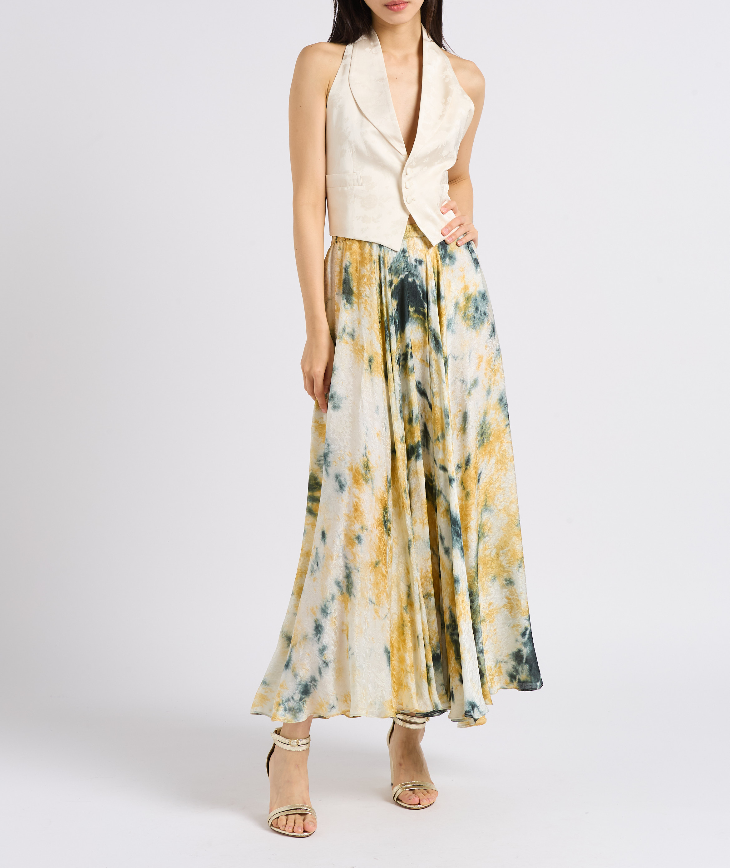 Kostuumvestje met blote rug en satijnglans MES DEMOISELLES Wit