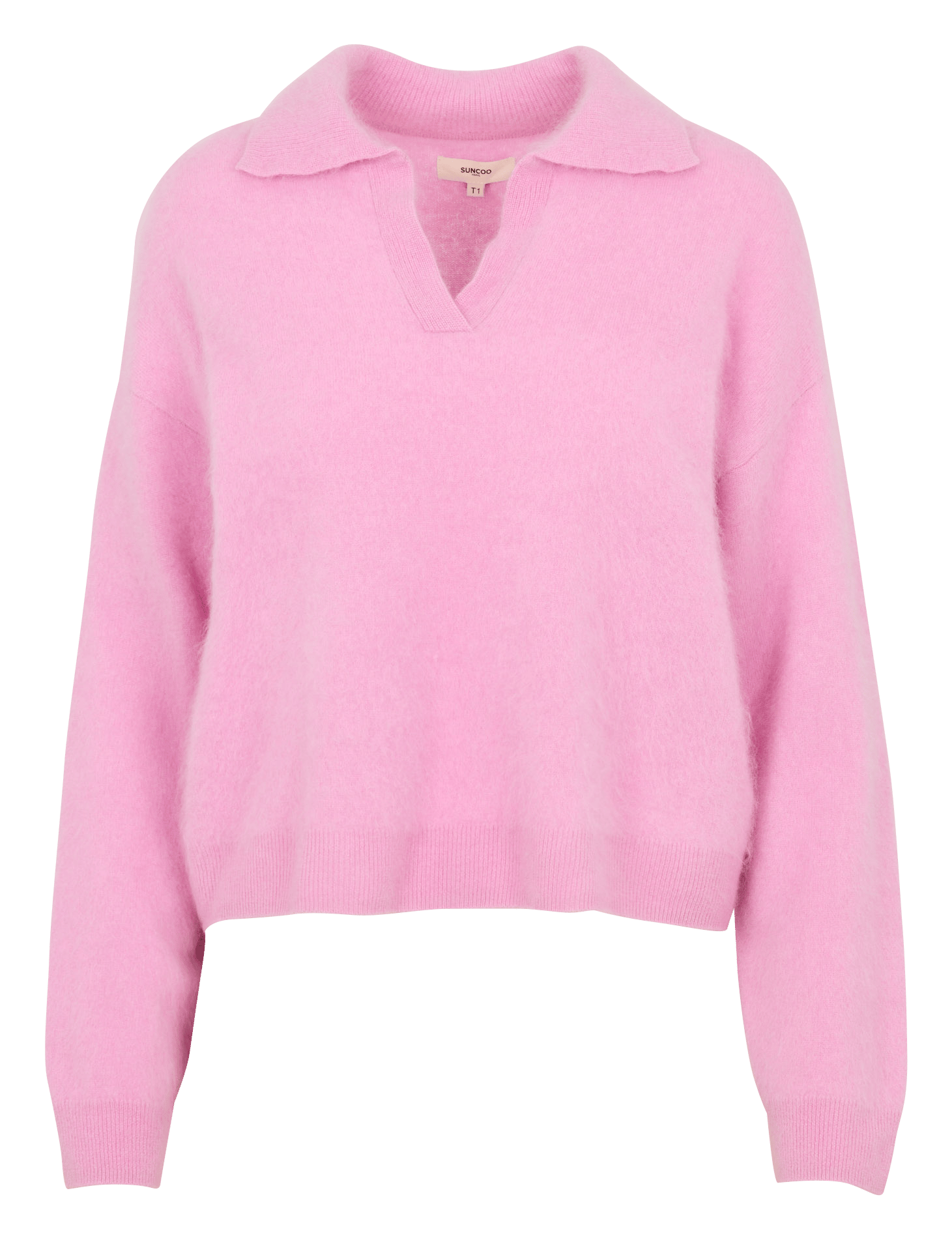 Oversized V-neck wool and cashmere sweater SUNCOO Pink