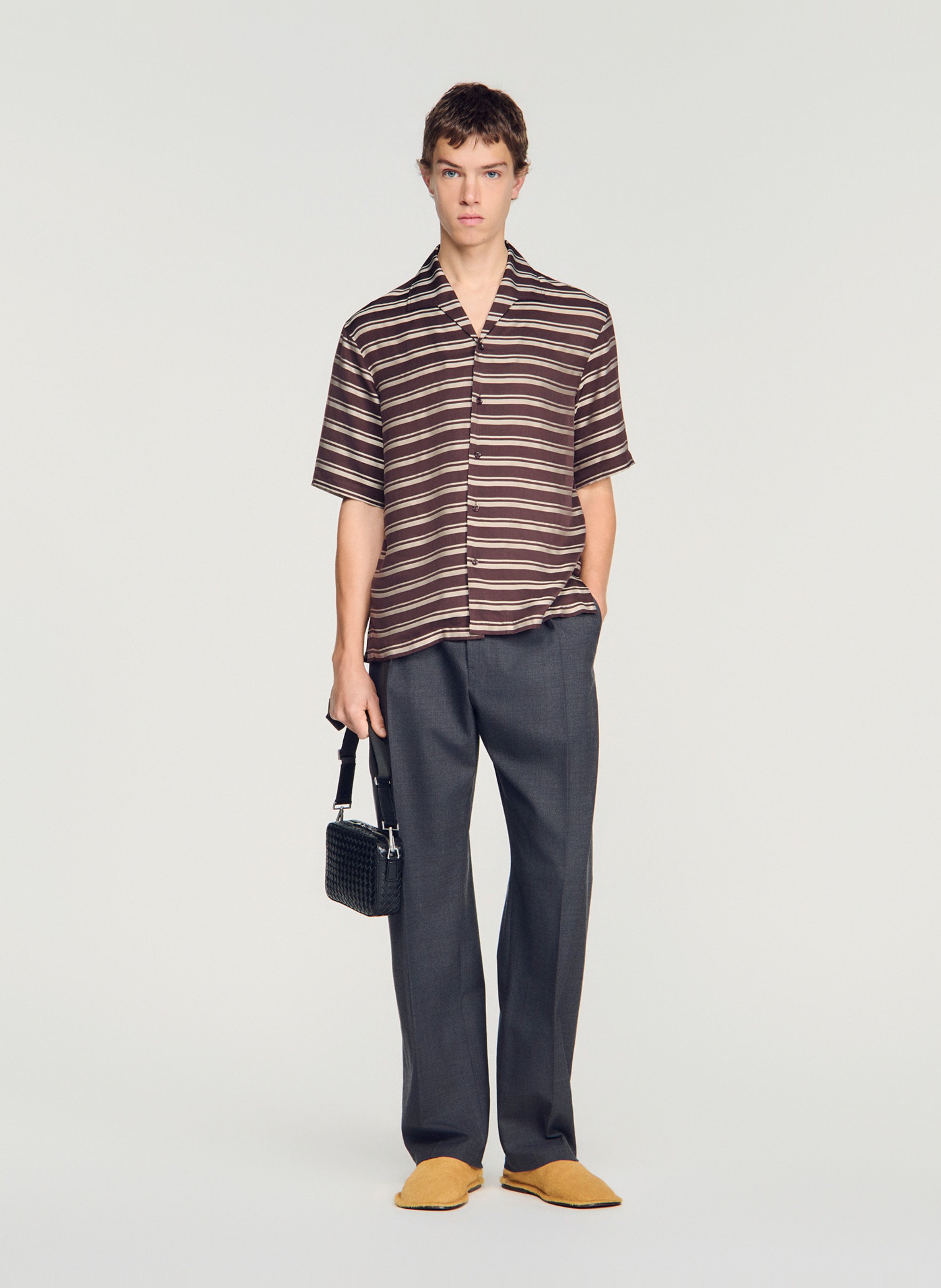 Chemise droite à rayures SANDRO Brown