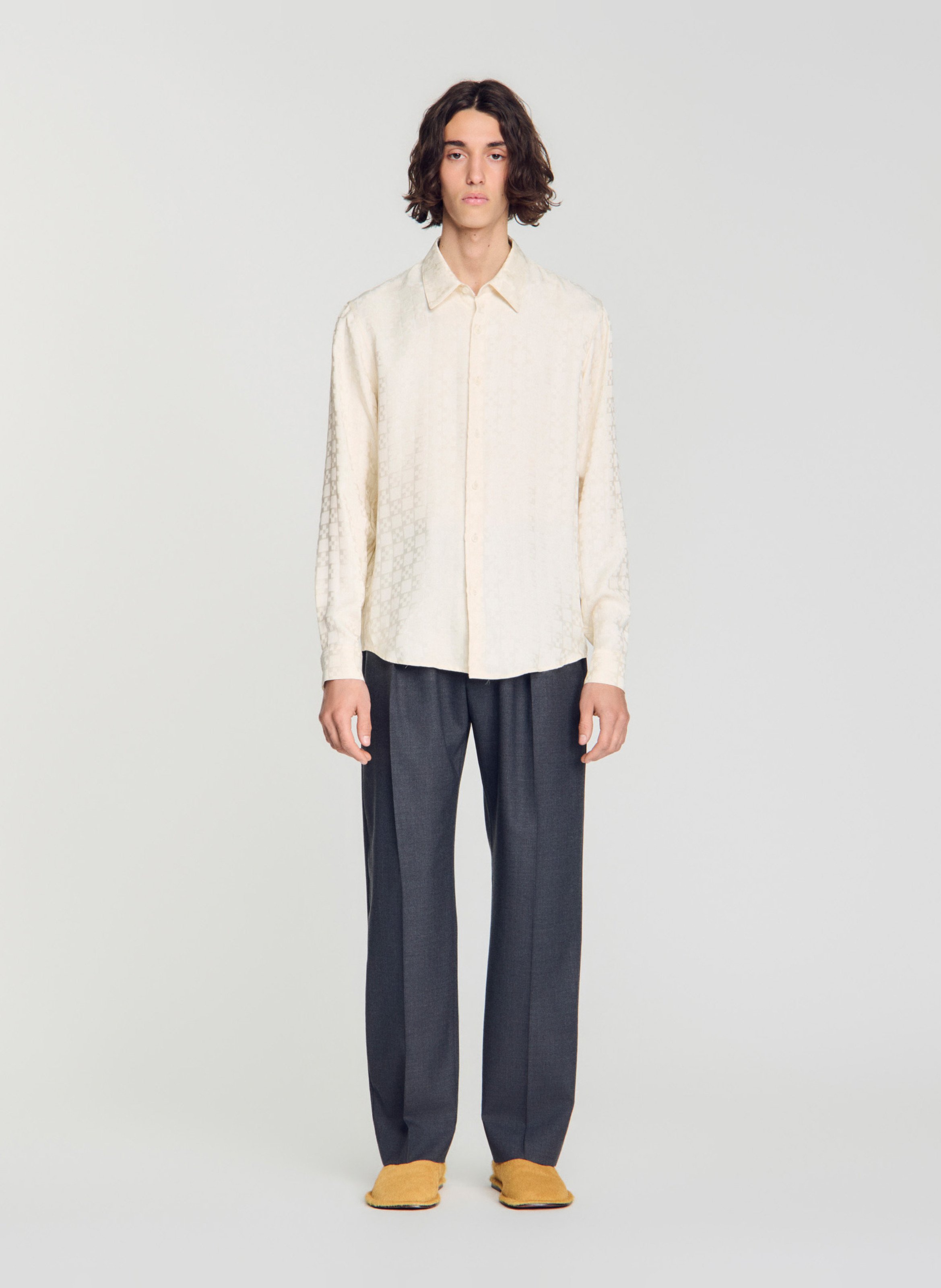 Chemise droite jacquard | Blanc SANDRO Homme