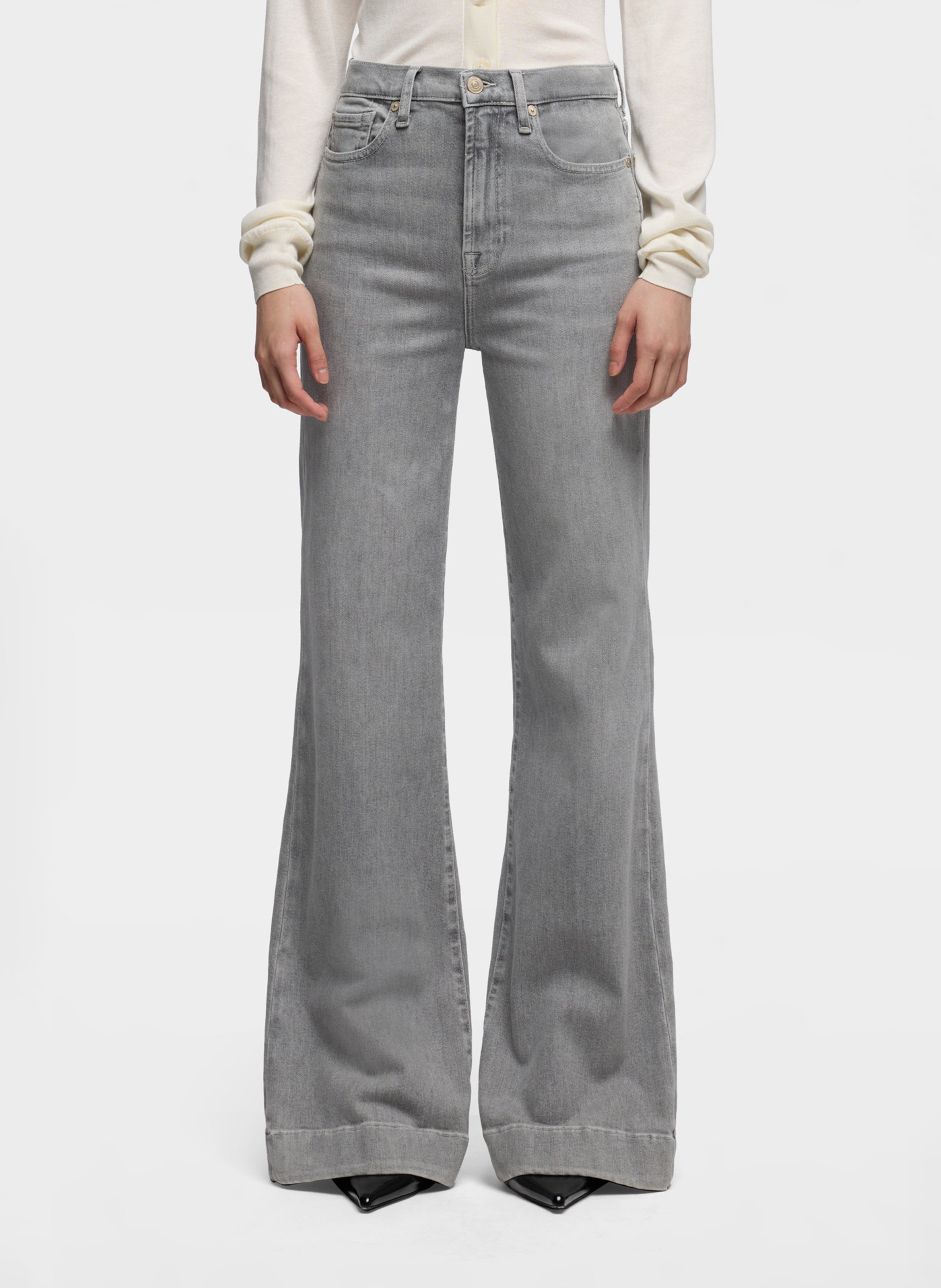 Kurze Steppjacke mit Fellkapuze 7 FOR ALL MANKIND Grau