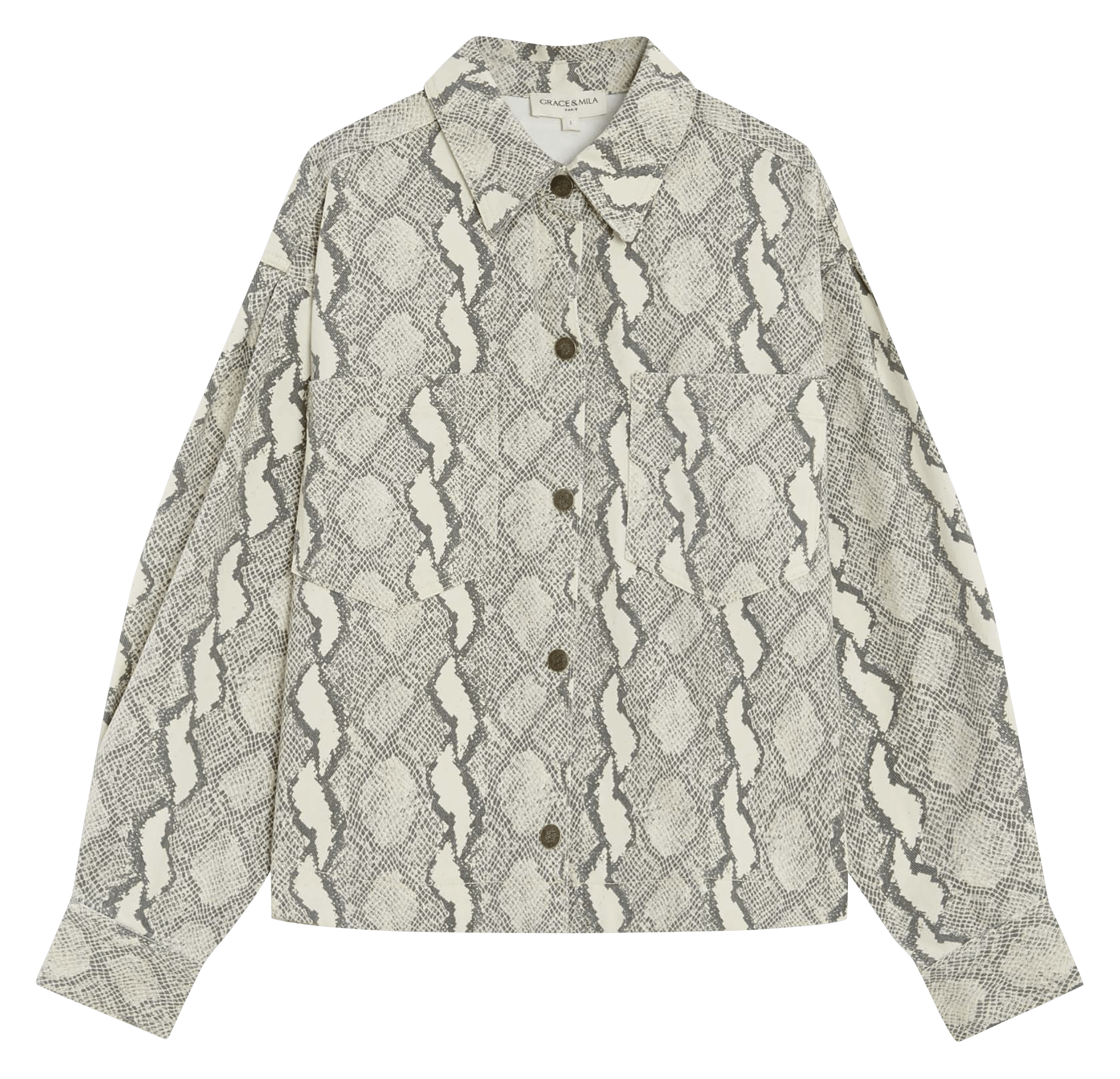 Chemise oversize col classique en coton imprimé GRACE ET MILA Multicolore
