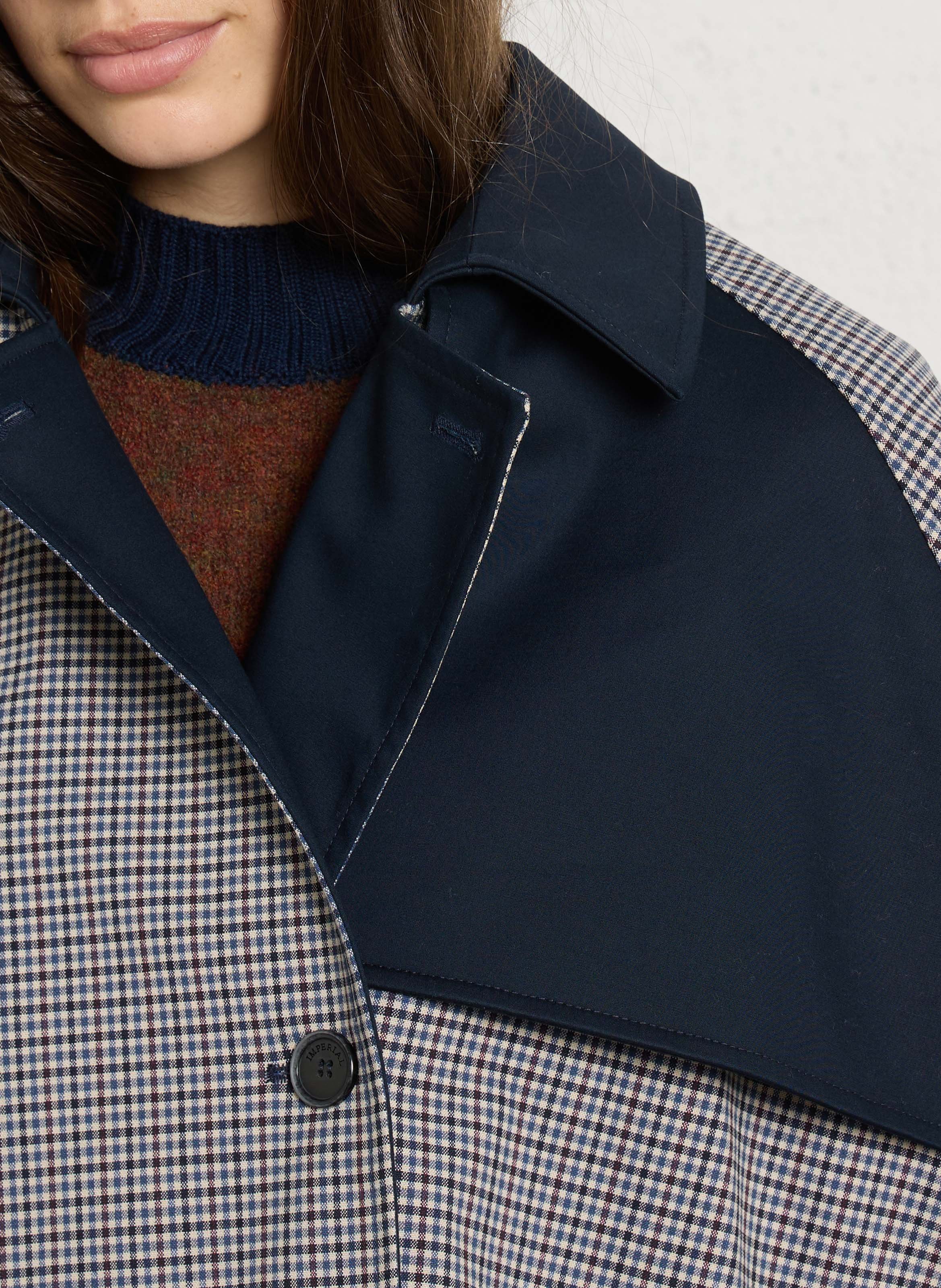 Short plaid trench coat IMPERIAL Beige