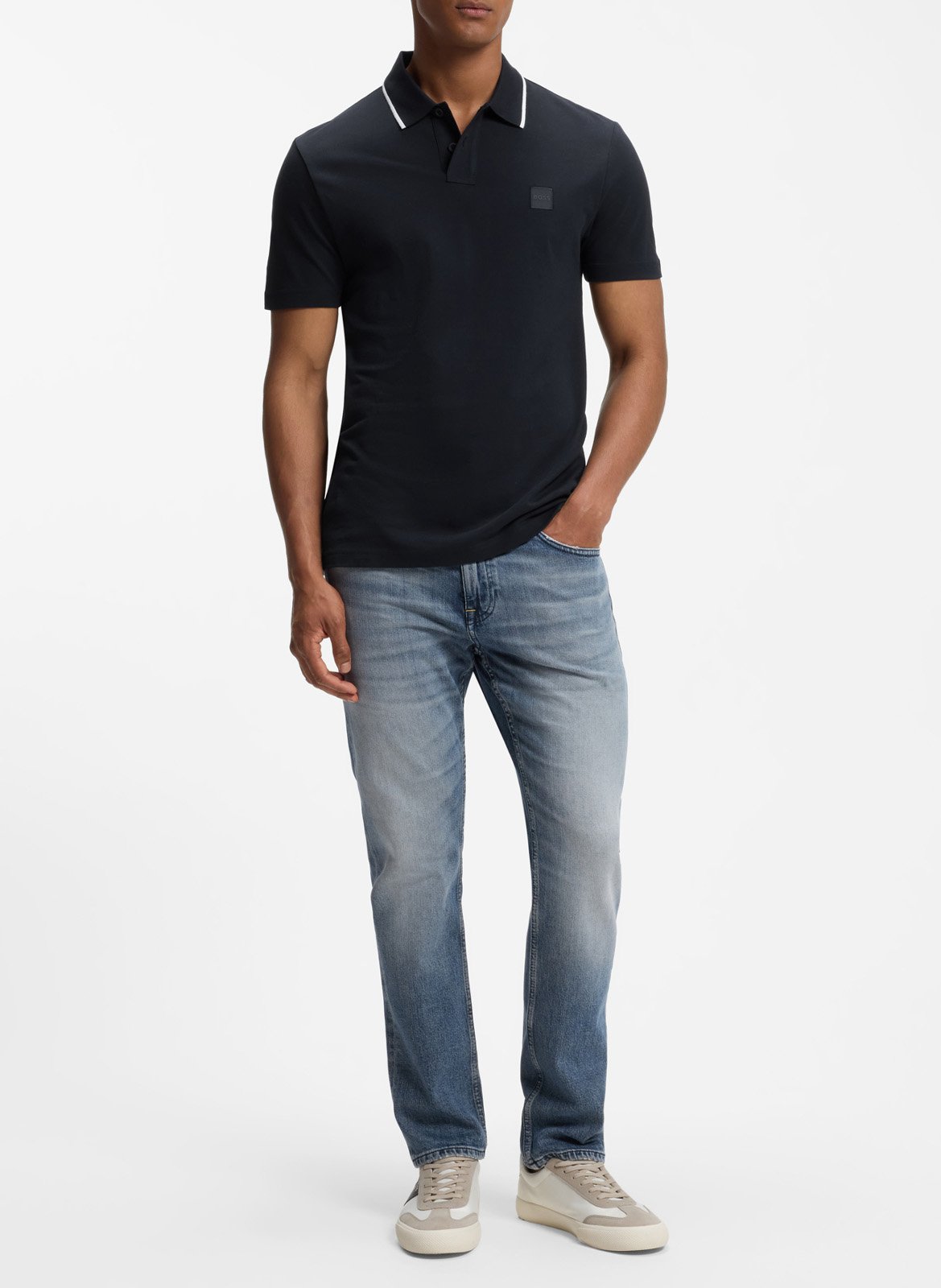 Straight cotton polo shirt BOSS Blue
