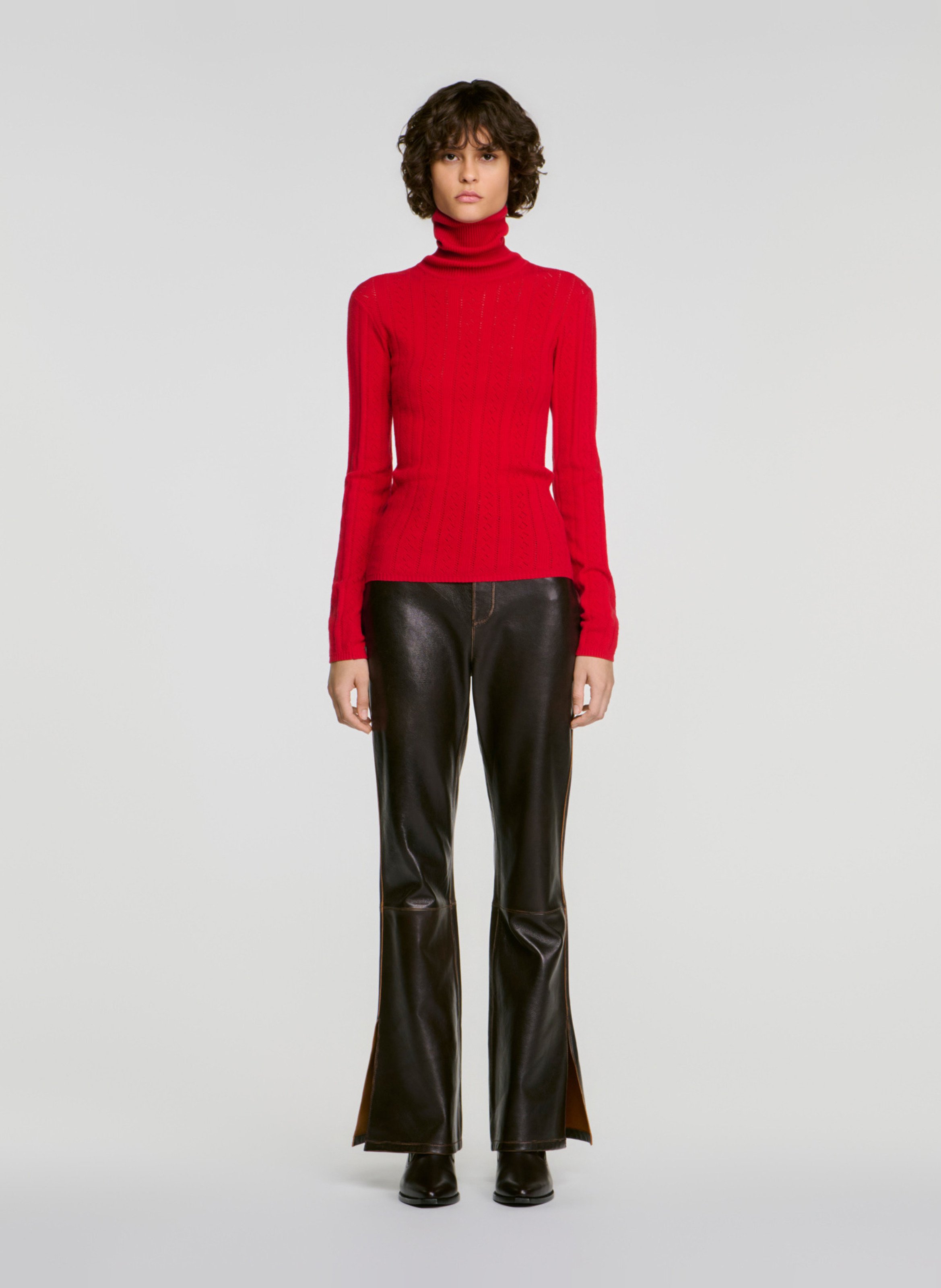 Gerade geschnittener Rollkragenpullover SANDRO Rot