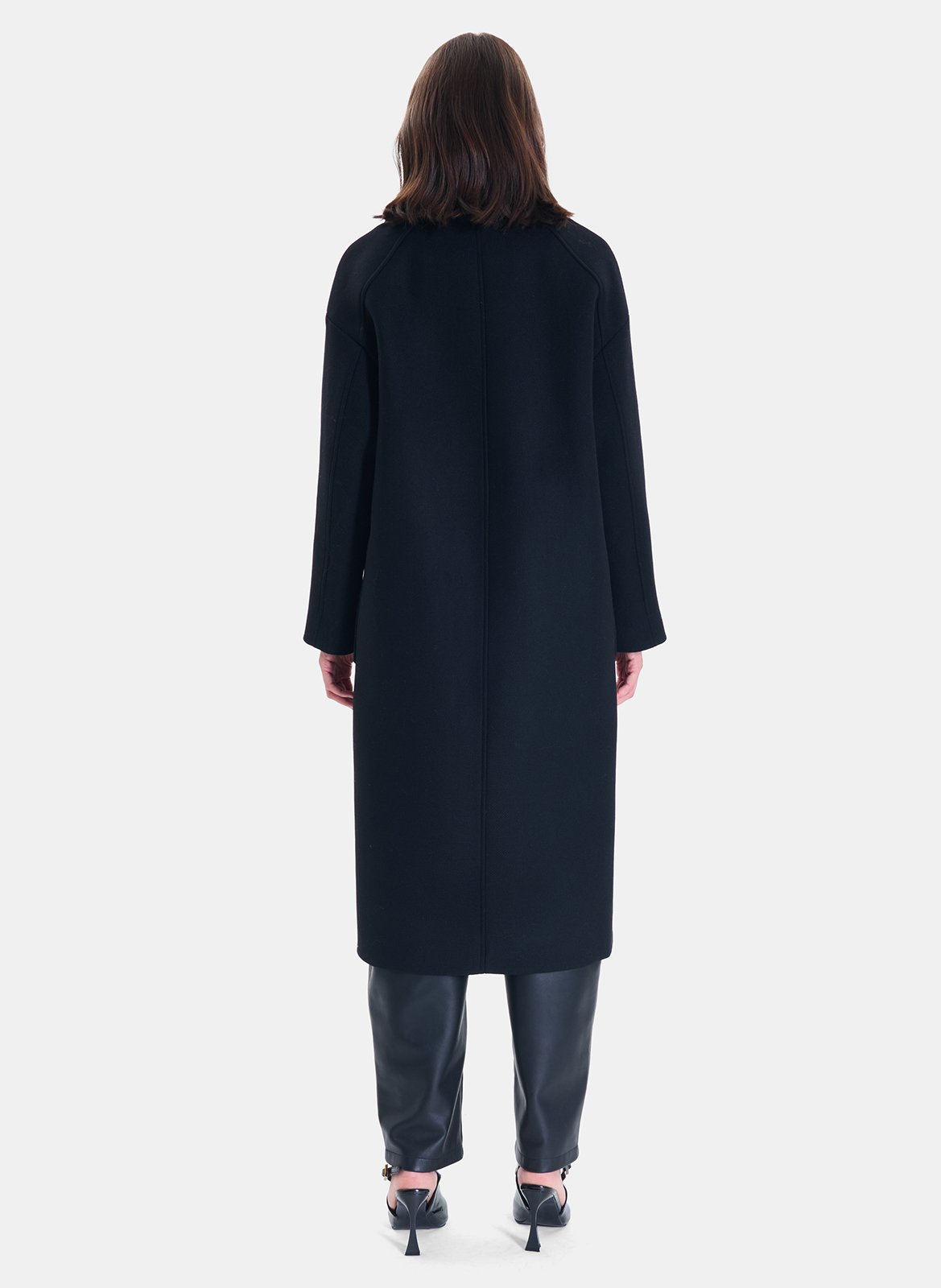Manteau long col tailleur tailleur en laine mélangée ZAPA Noir