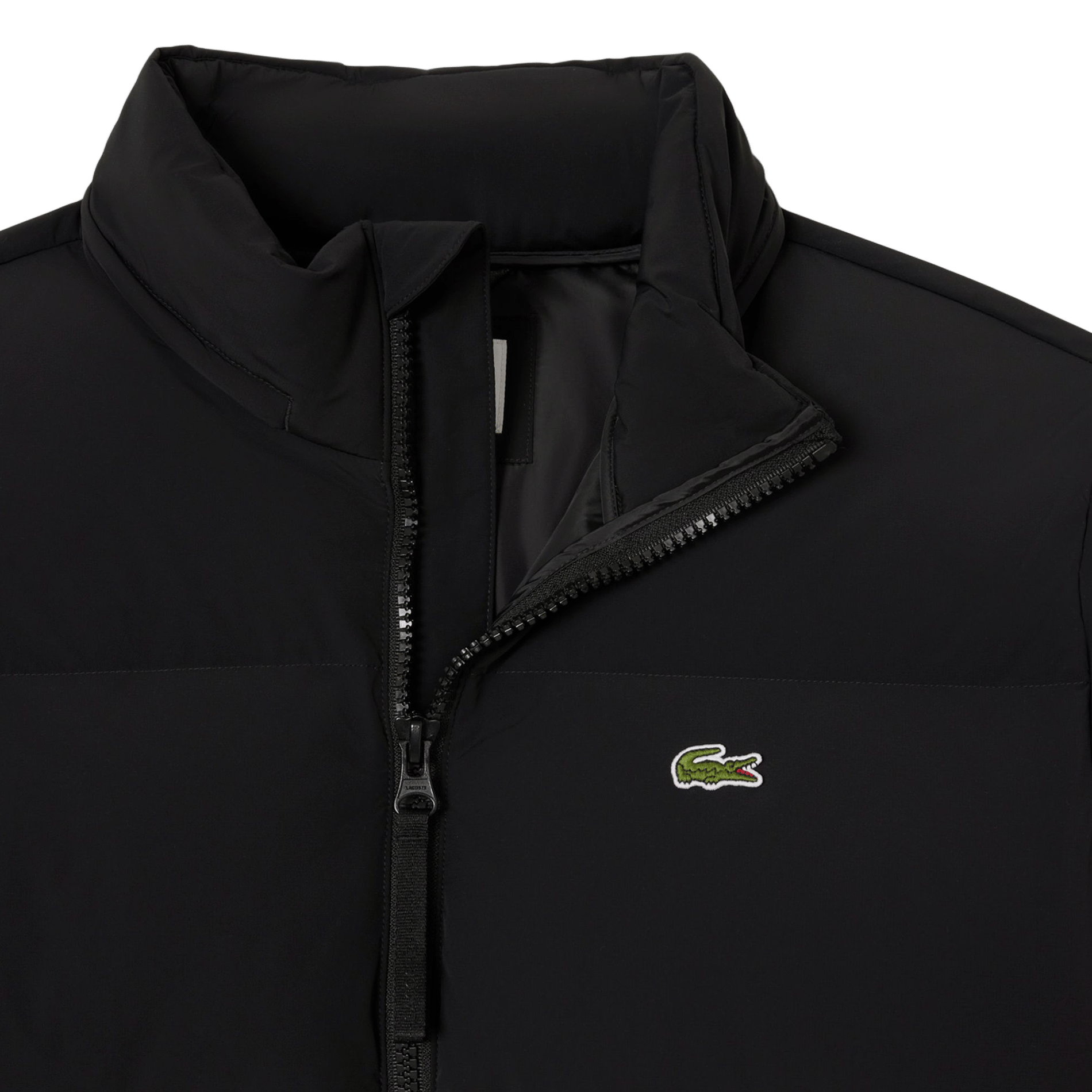 Straight quilted jacket with high collar and water-repellent hood LACOSTE Black