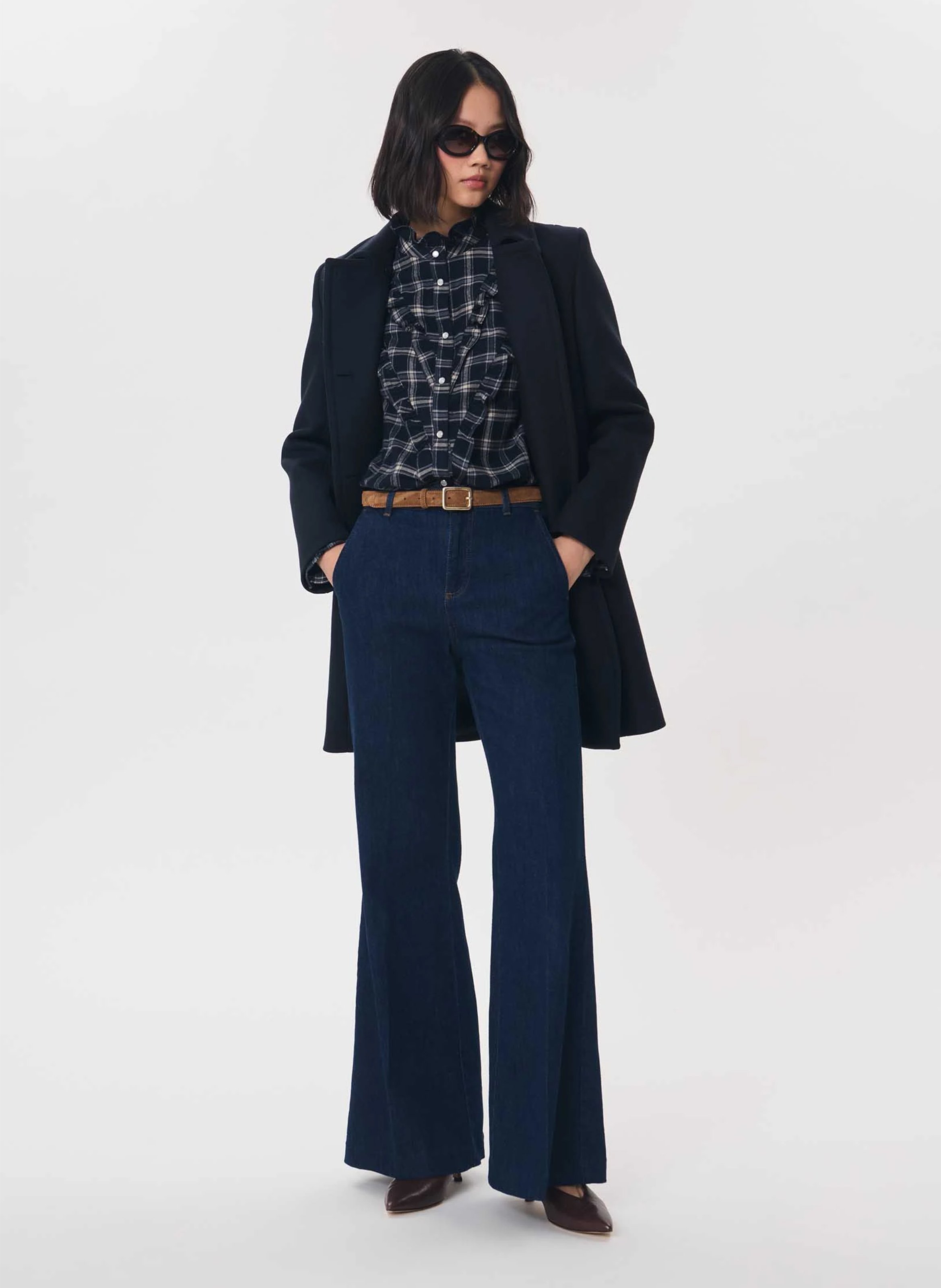 Manteau col classique en laine mélangée TARA JARMON Bleu
