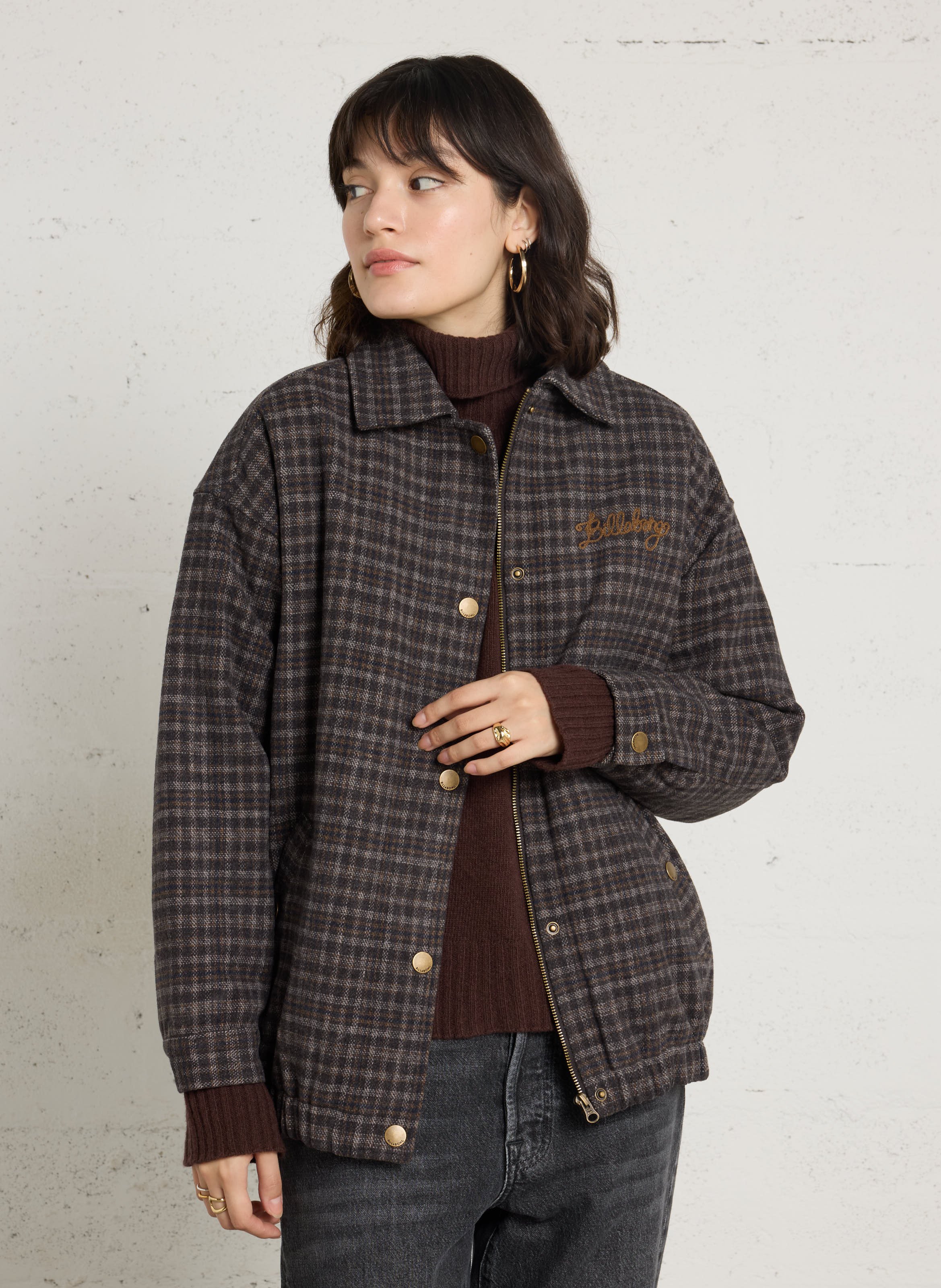 Veste ample col classique à carreaux BILLABONG Noir