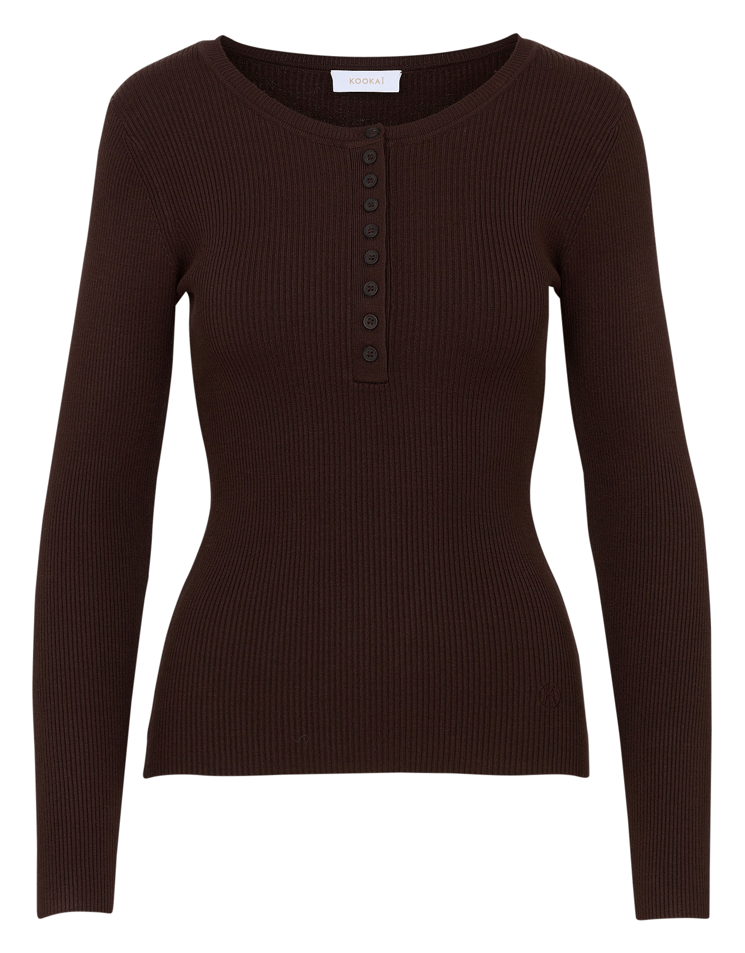 Pull moulant col rond côtelé KOOKAI Marron