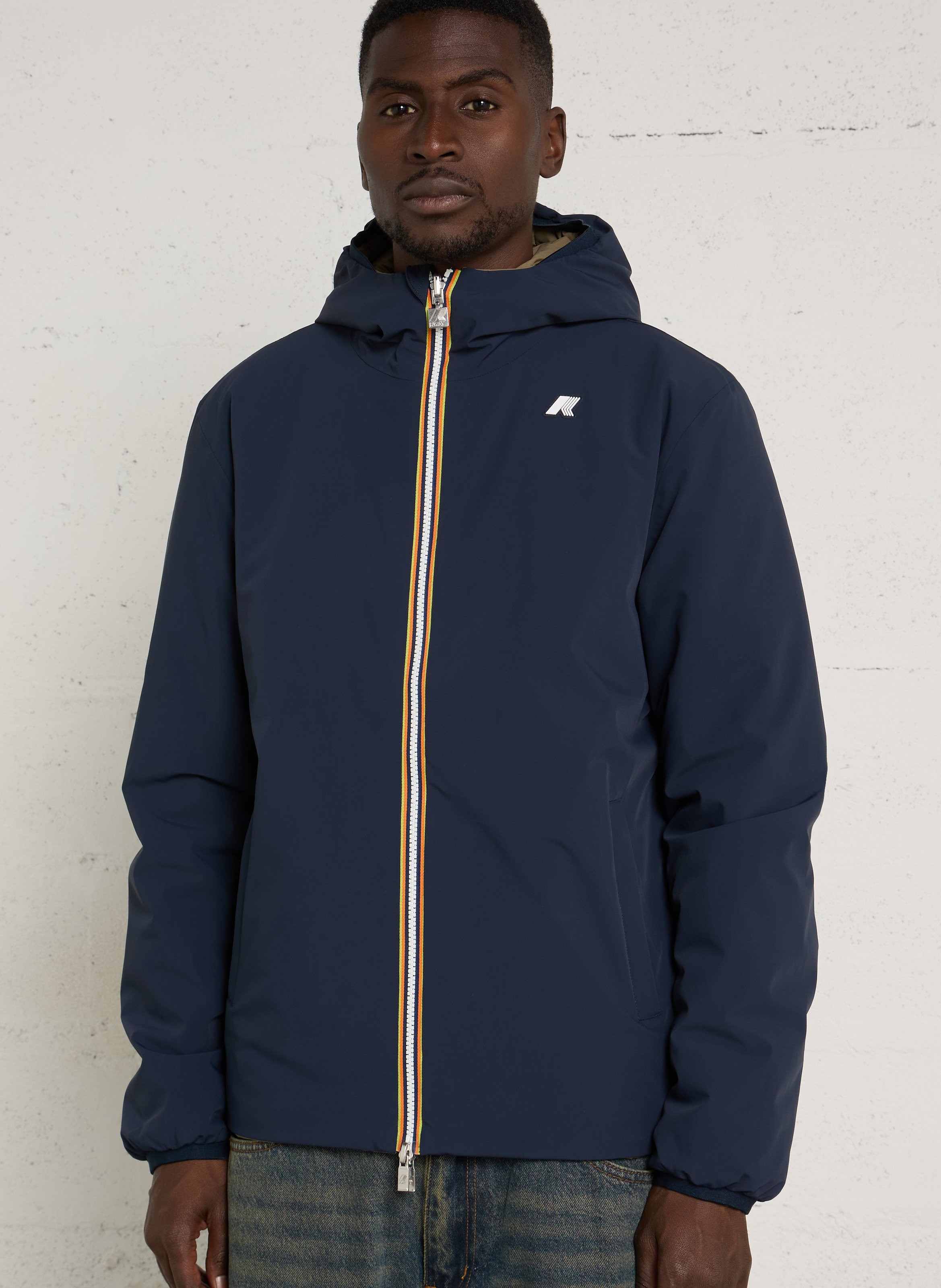 Straight windbreaker with high collar K-WAY