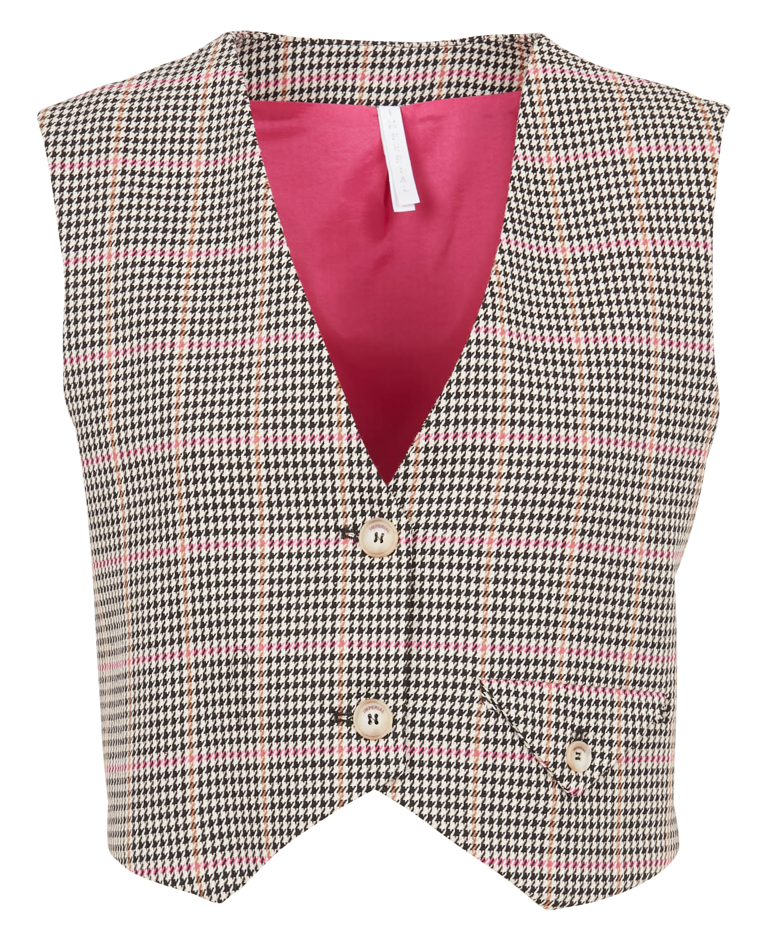 Veste col V à motifs pied de poule en coton mélangé  IMPERIAL Beige