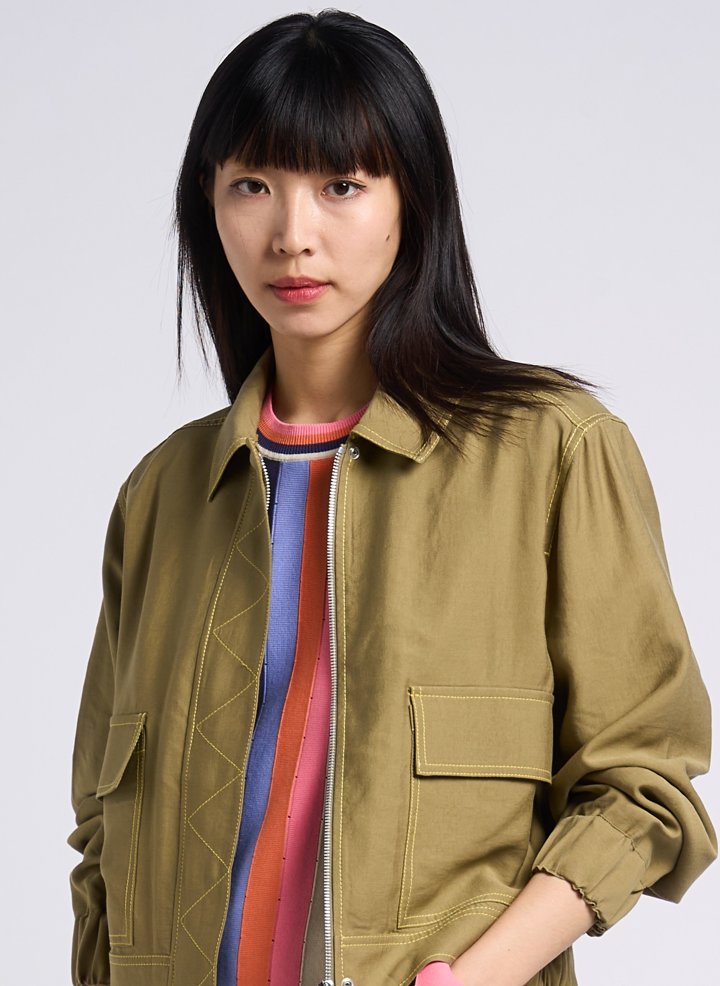 Fluid jacket with classic stitched collar PAUL SMITH Green