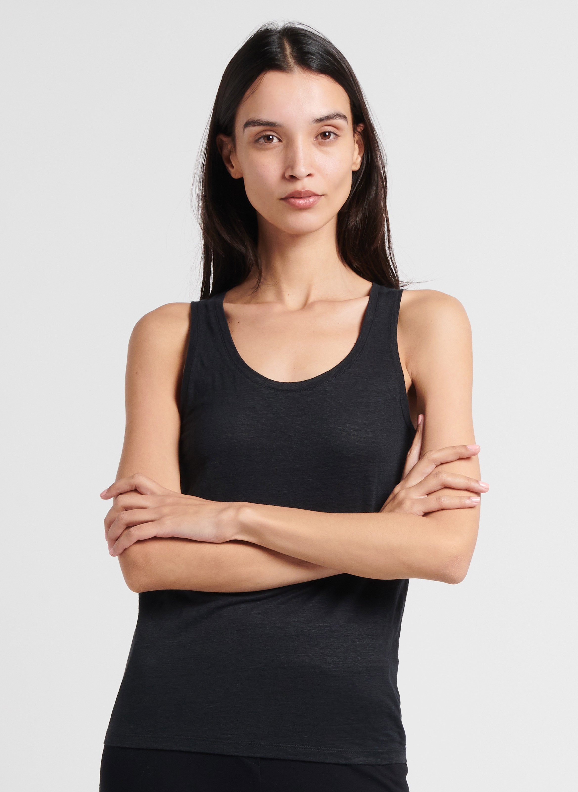 Débardeur col rond en lin mélangé  MAJESTIC FILATURES