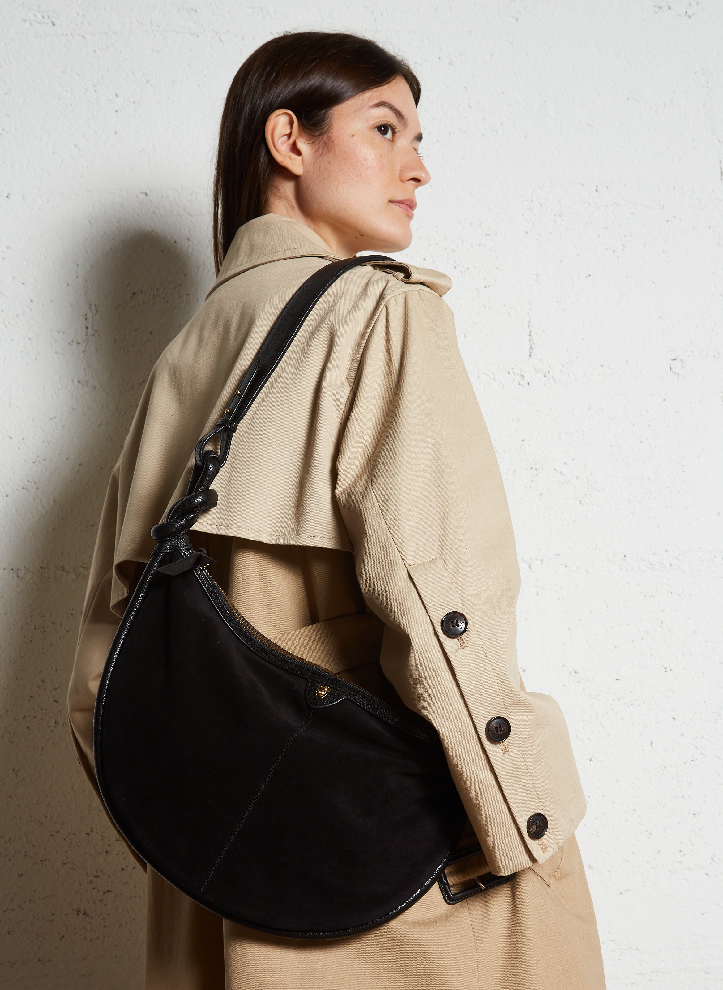 Sac demi-lune en cuir CLARIS VIROT Noir