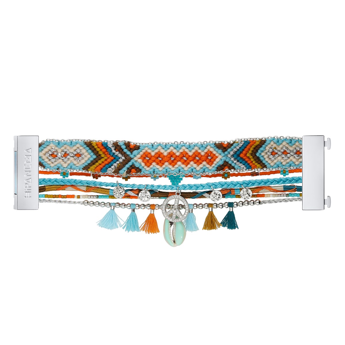 Multistrand bracelet with magnetic clasp and beads HIPANEMA Blue