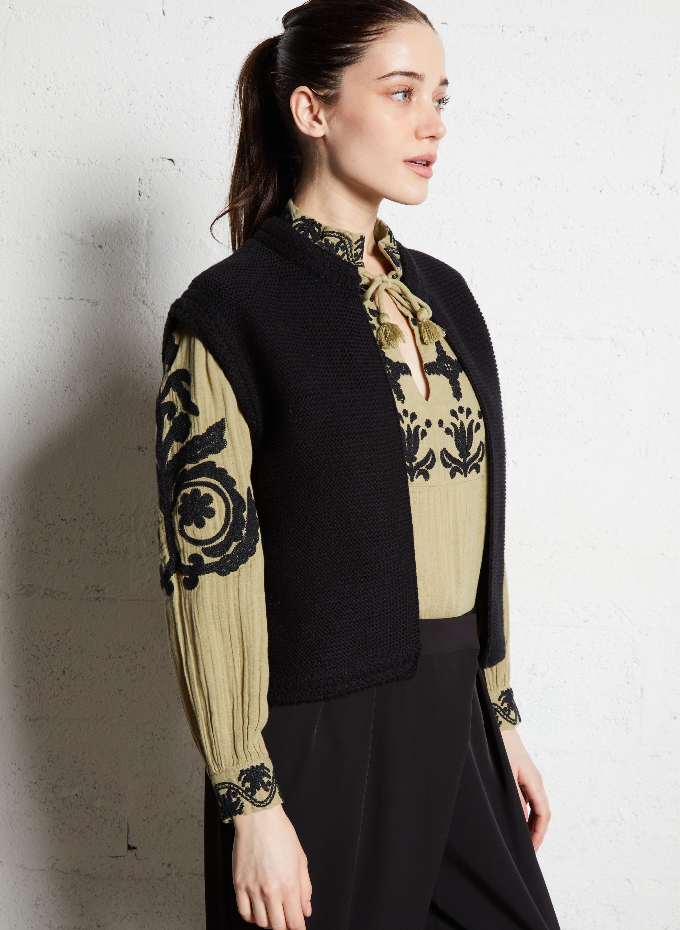 Gilet sans manches en coton mélangé MAISON 123 Noir