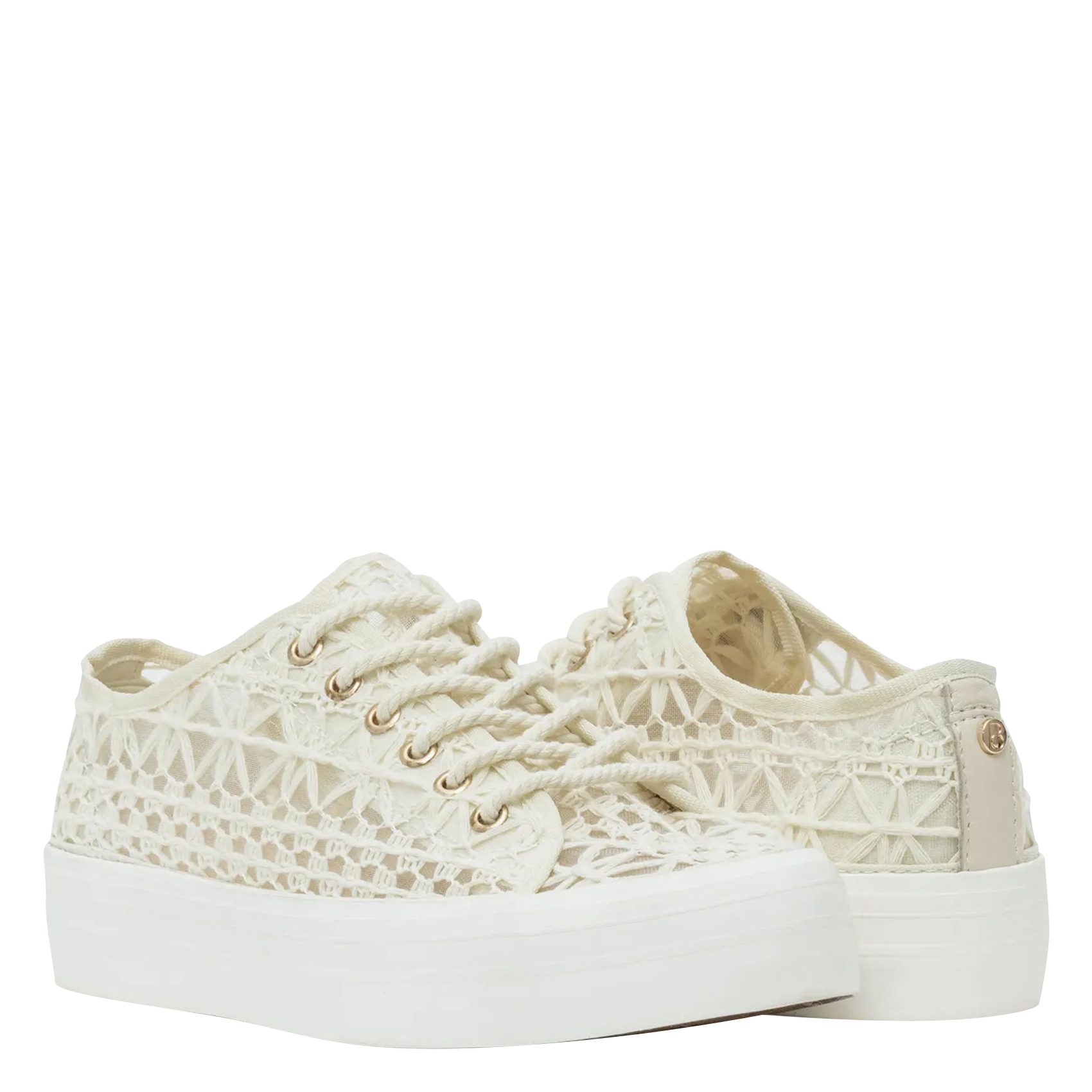 Espadrilles brodées à lacets BOCAGE Beige