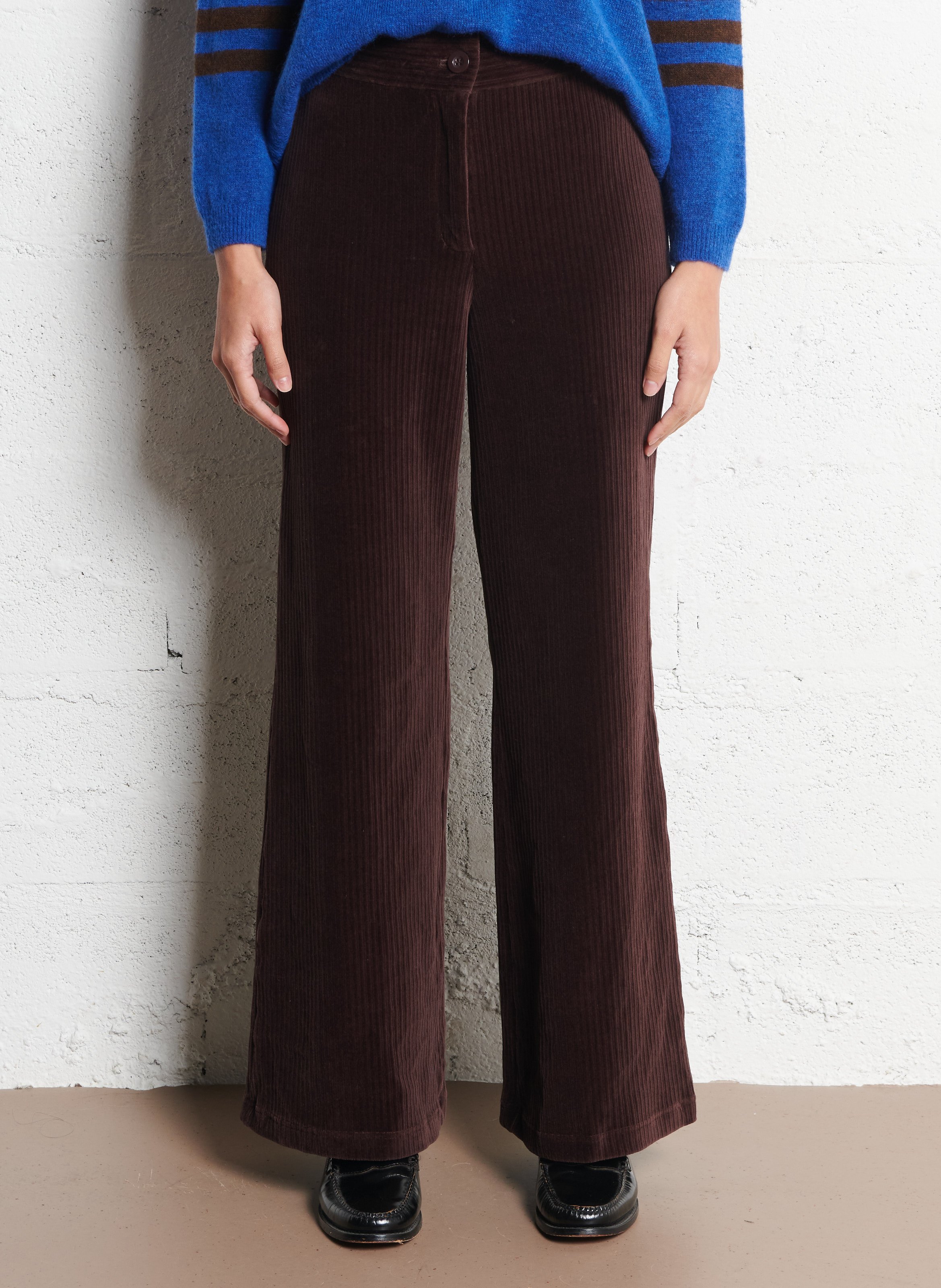 Pantalon droit en coton mélangé NICE THINGS Marron