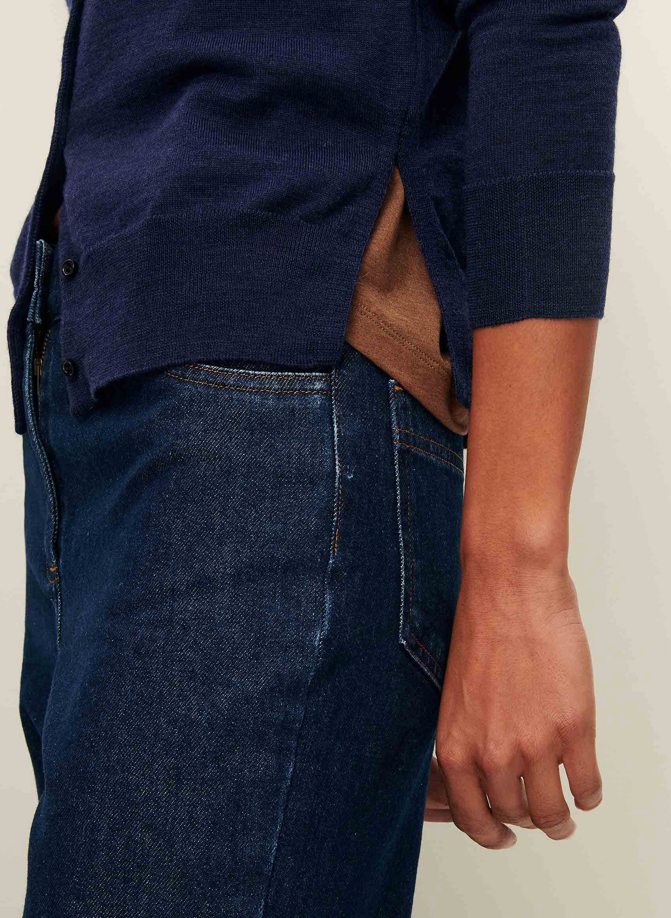 Round-neck wool cardigan SESSUN Blue