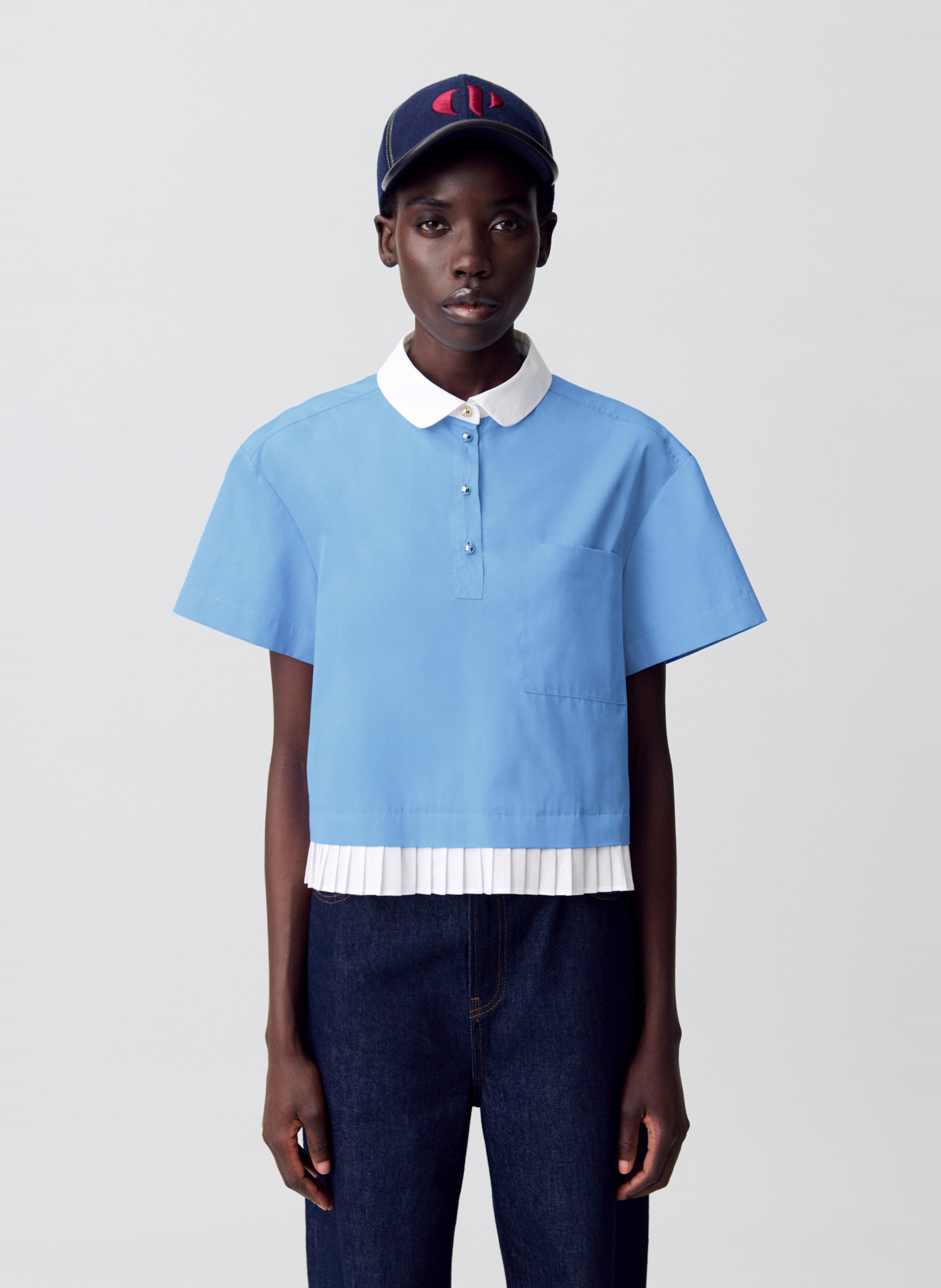 Straight cotton polo shirt CLAUDIE PIERLOT Blue