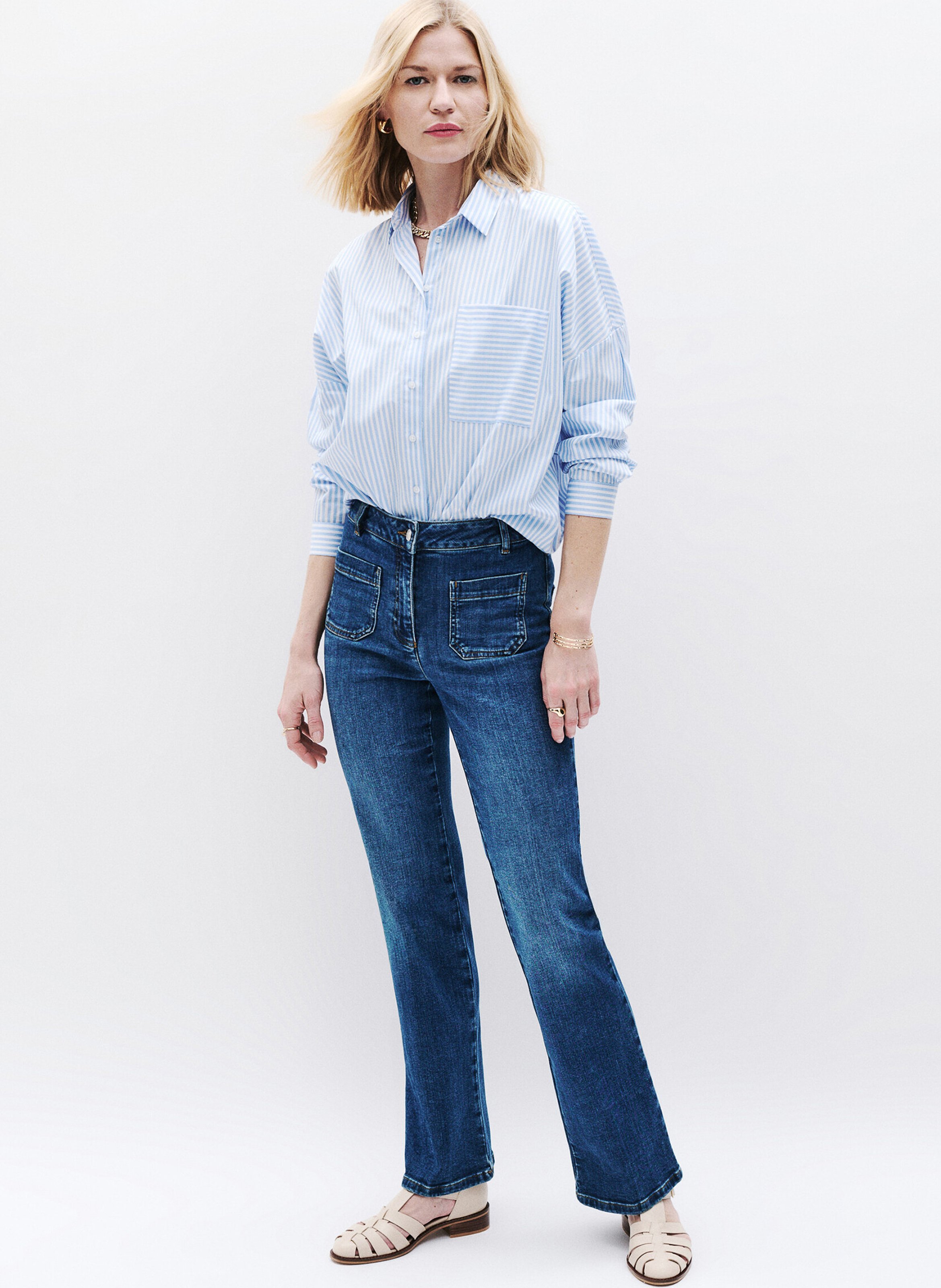Flared cotton-blend jeans CAROLL Blue